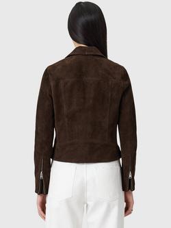 AllSaints Dalby Suede Biker Jacket - view 2, Fango Brown