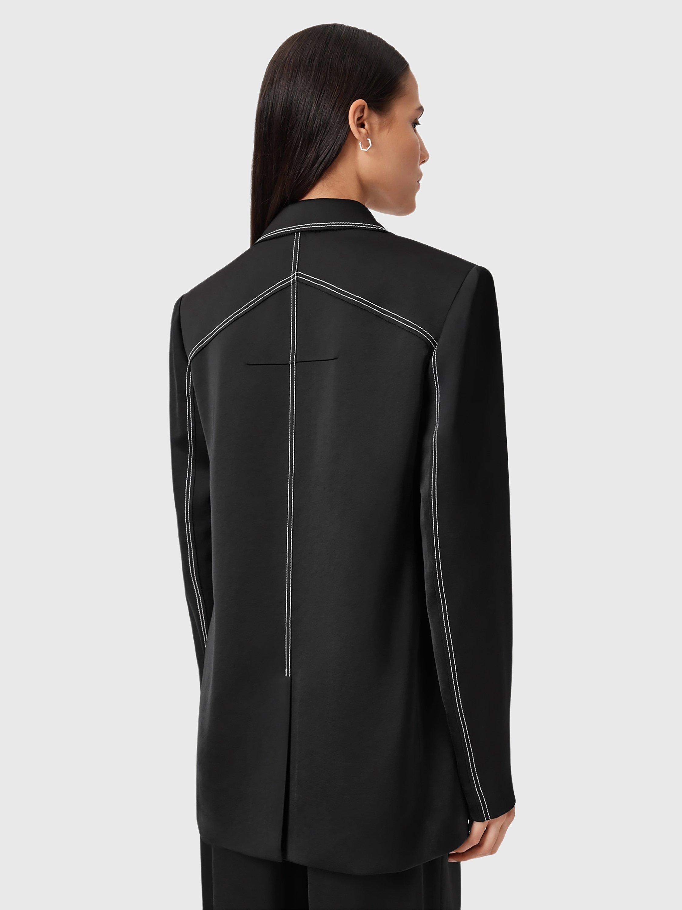 Product image 2 of 9, which shows AllSaints Theah Contrast Stitch Blazer, Black, 10