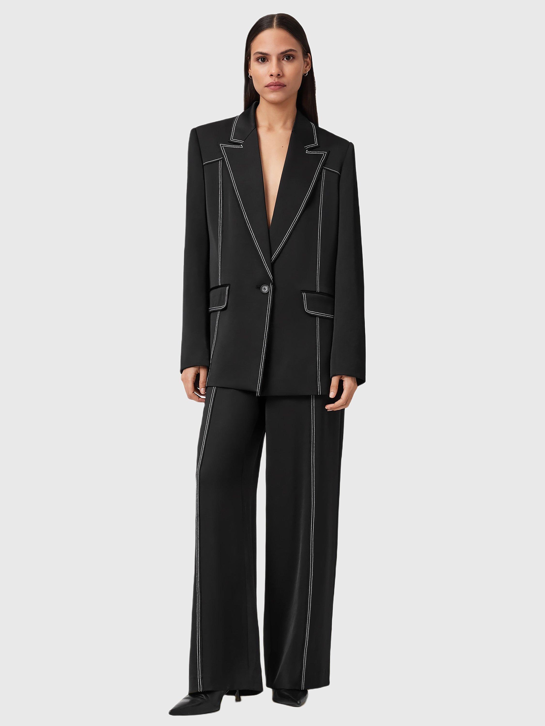 Product image 3 of 9, which shows AllSaints Theah Contrast Stitch Blazer, Black, 10