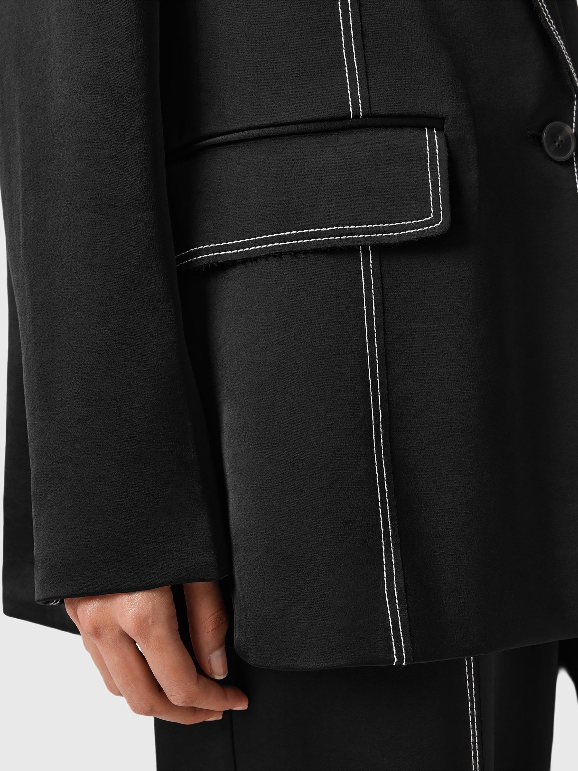 Product image 5 of 9, which shows AllSaints Theah Contrast Stitch Blazer, Black, 10