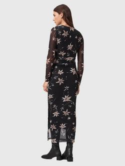 AllSaints Caia Floral Print Maxi Dress - view 2, Petra Sepia Brown