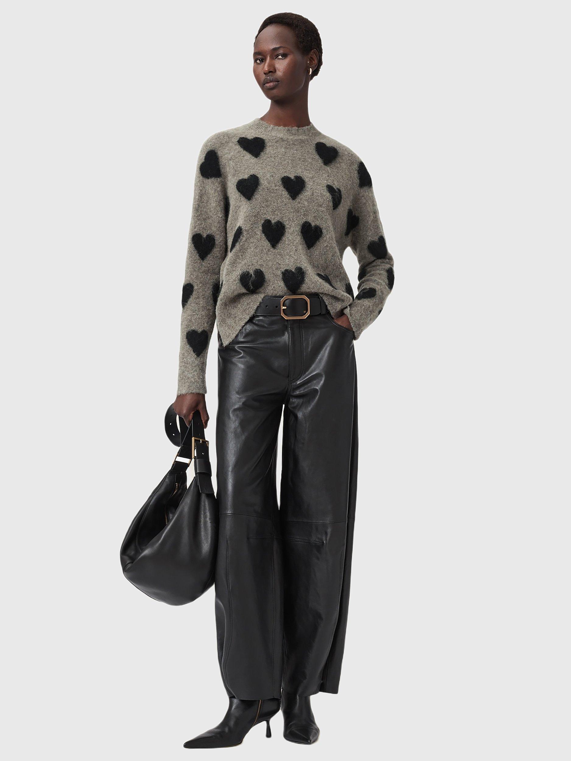 Product image 7 of 7, which shows AllSaints Amora Wool Blend Crew Neck Jumper, Walnut Brown/Black, L