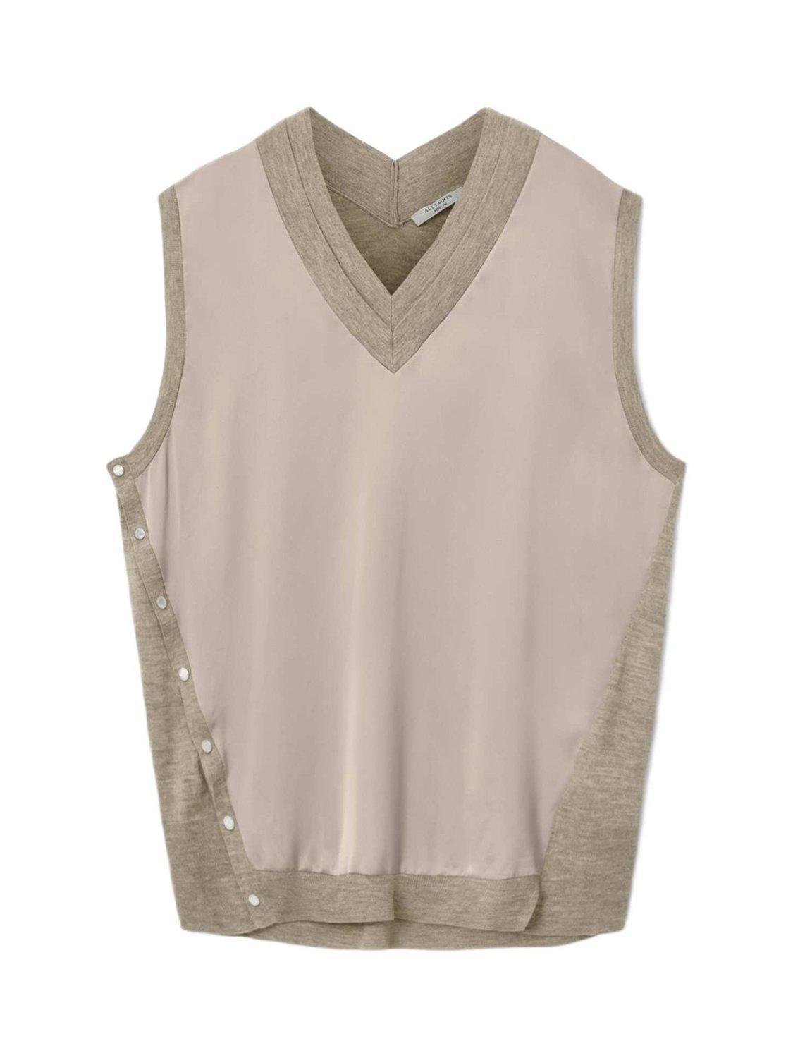 Product image 4 of 6, which shows AllSaints Bern Stud Detail Tank Top, Natural/Multi, XS