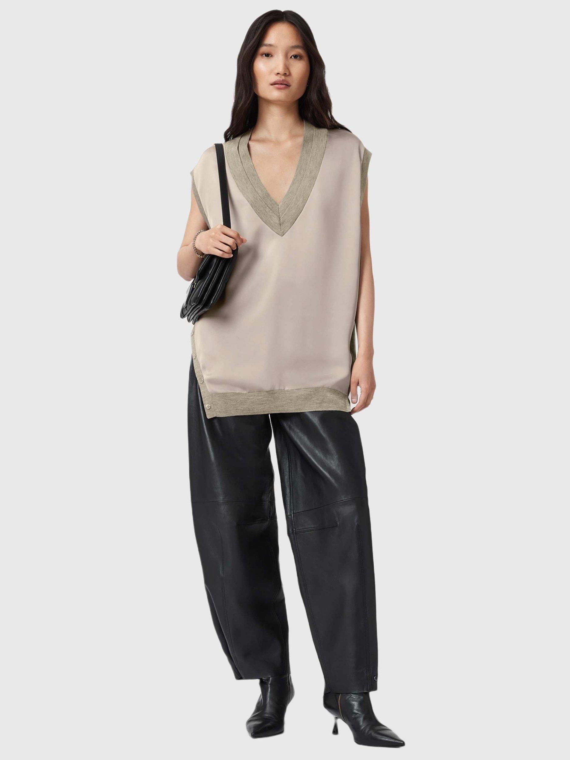 Product image 6 of 6, which shows AllSaints Bern Stud Detail Tank Top, Natural/Multi, XS