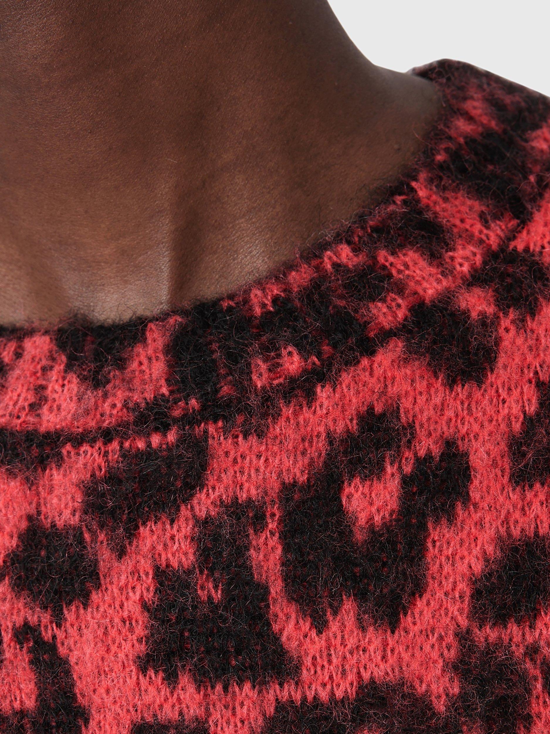 Product image 5 of 7, which shows AllSaints Lex Crew Neck Long Sleeve Jumper, Crimson Red/Black, S