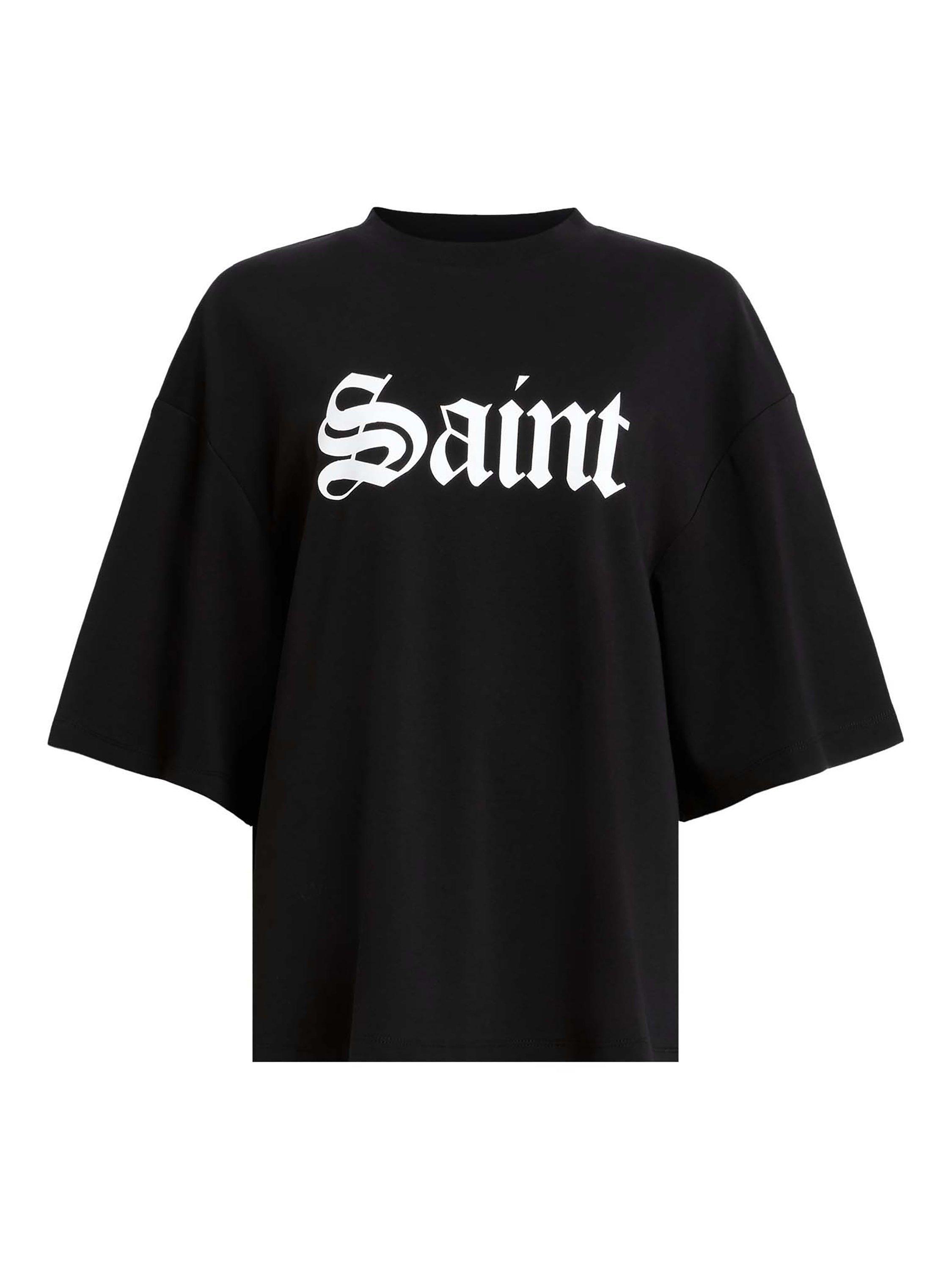 Product image 4 of 6, which shows AllSaints Saint Amelie Cotton T-Shirt, Black, L