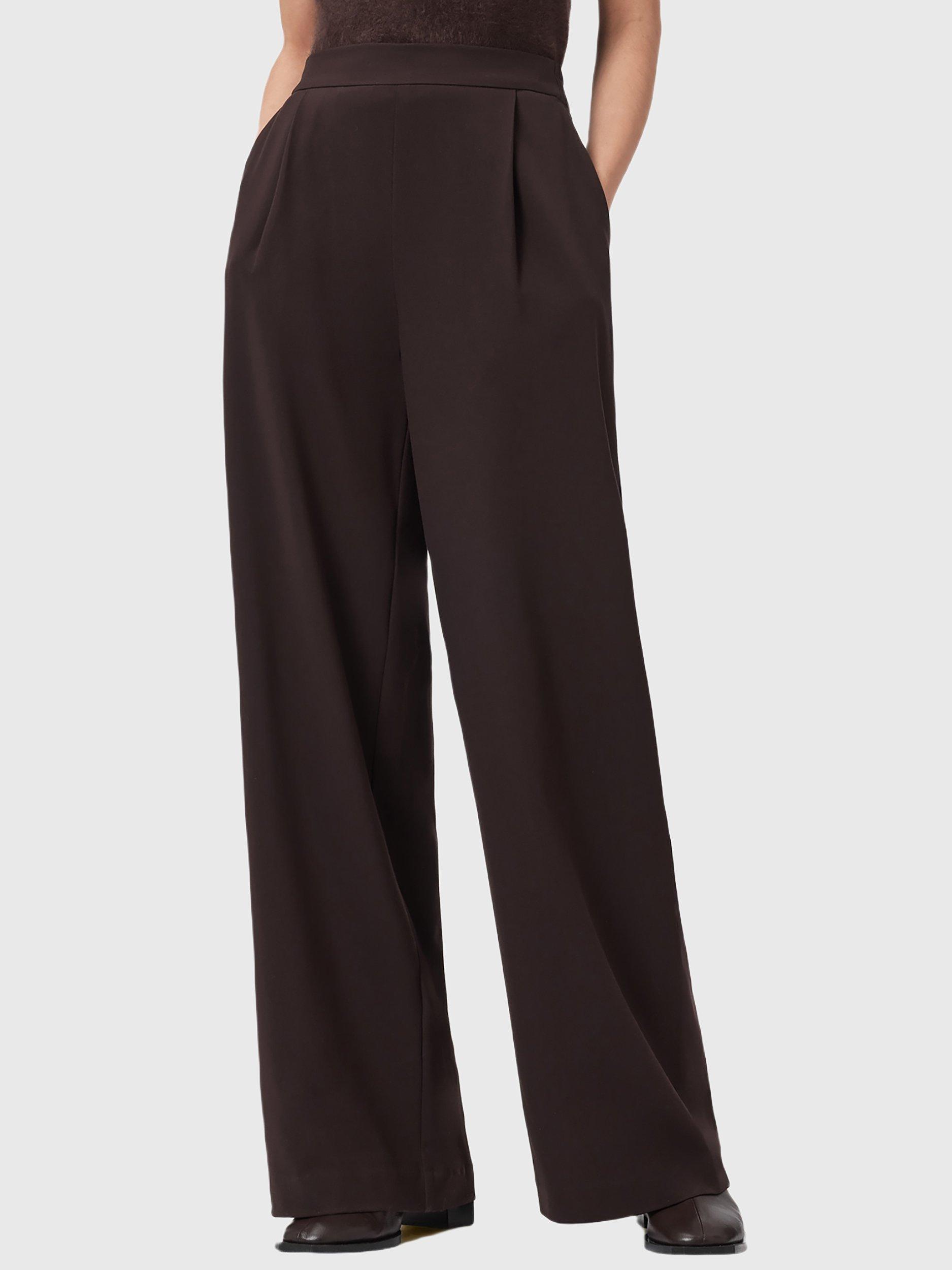 Product image 1 of 8, which shows AllSaints Aleida Wide Leg Trousers, Oxblood Red, 16