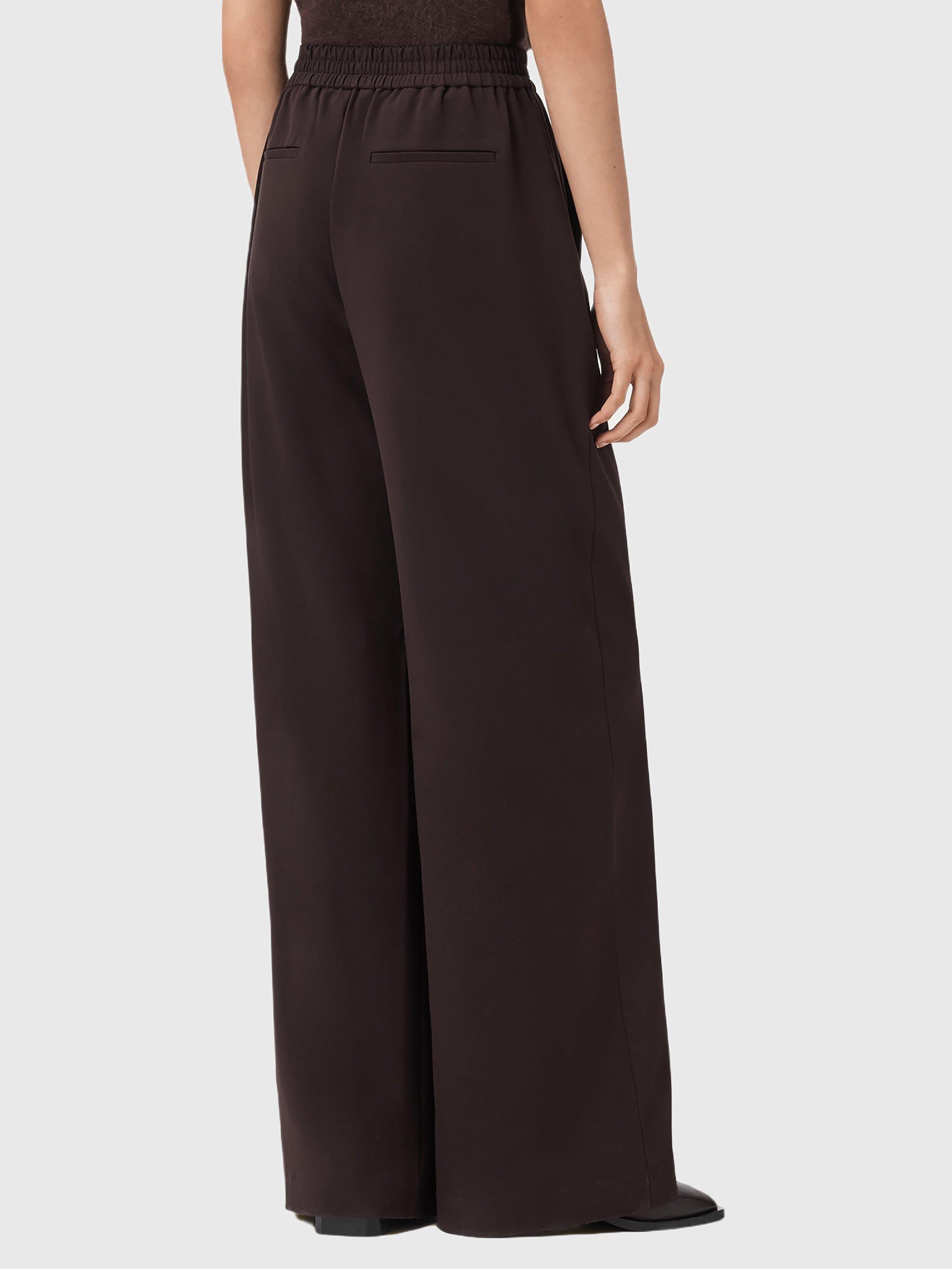 Product image 2 of 8, which shows AllSaints Aleida Wide Leg Trousers, Oxblood Red, 16