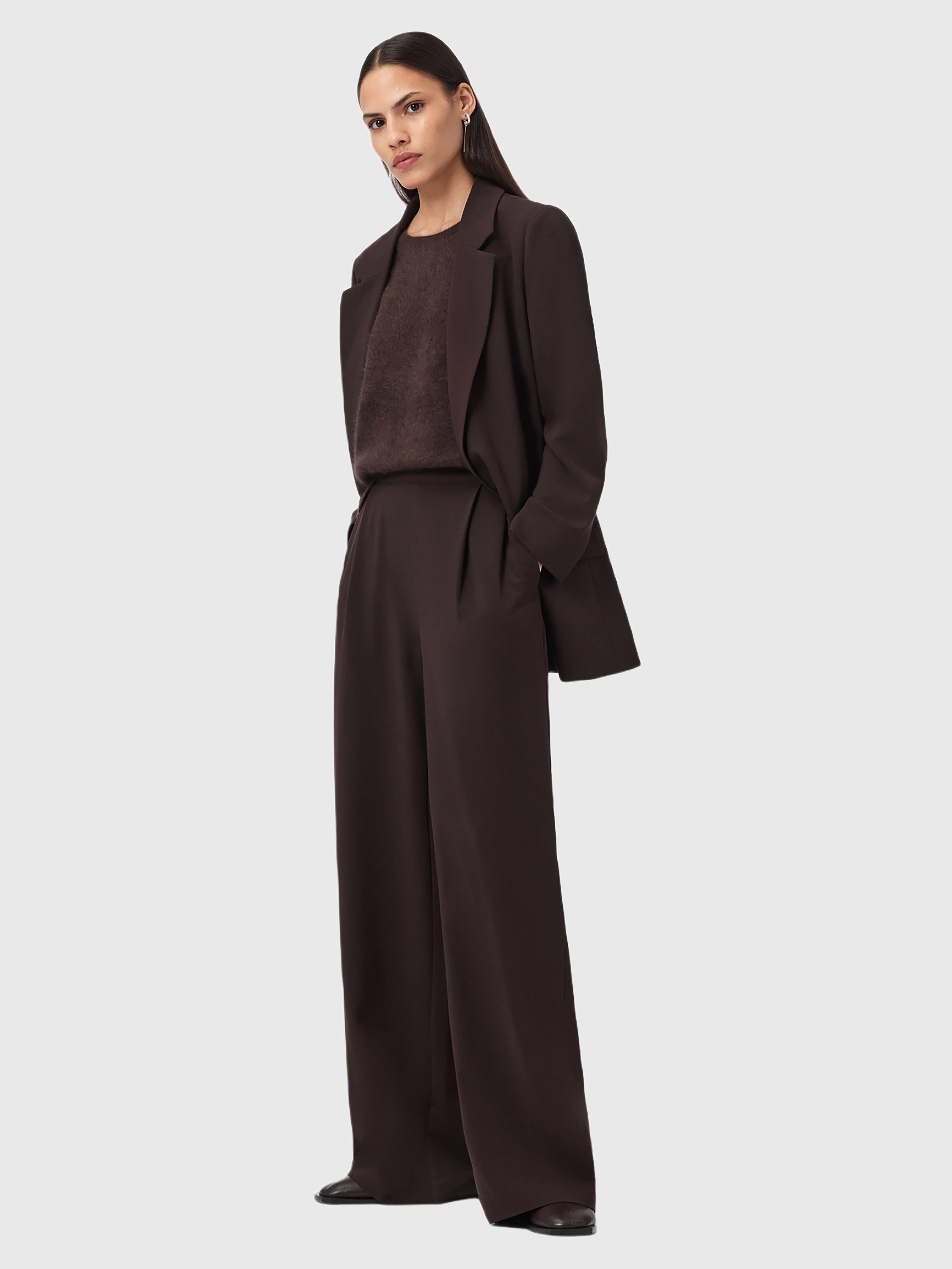 Product image 8 of 8, which shows AllSaints Aleida Wide Leg Trousers, Oxblood Red, 16