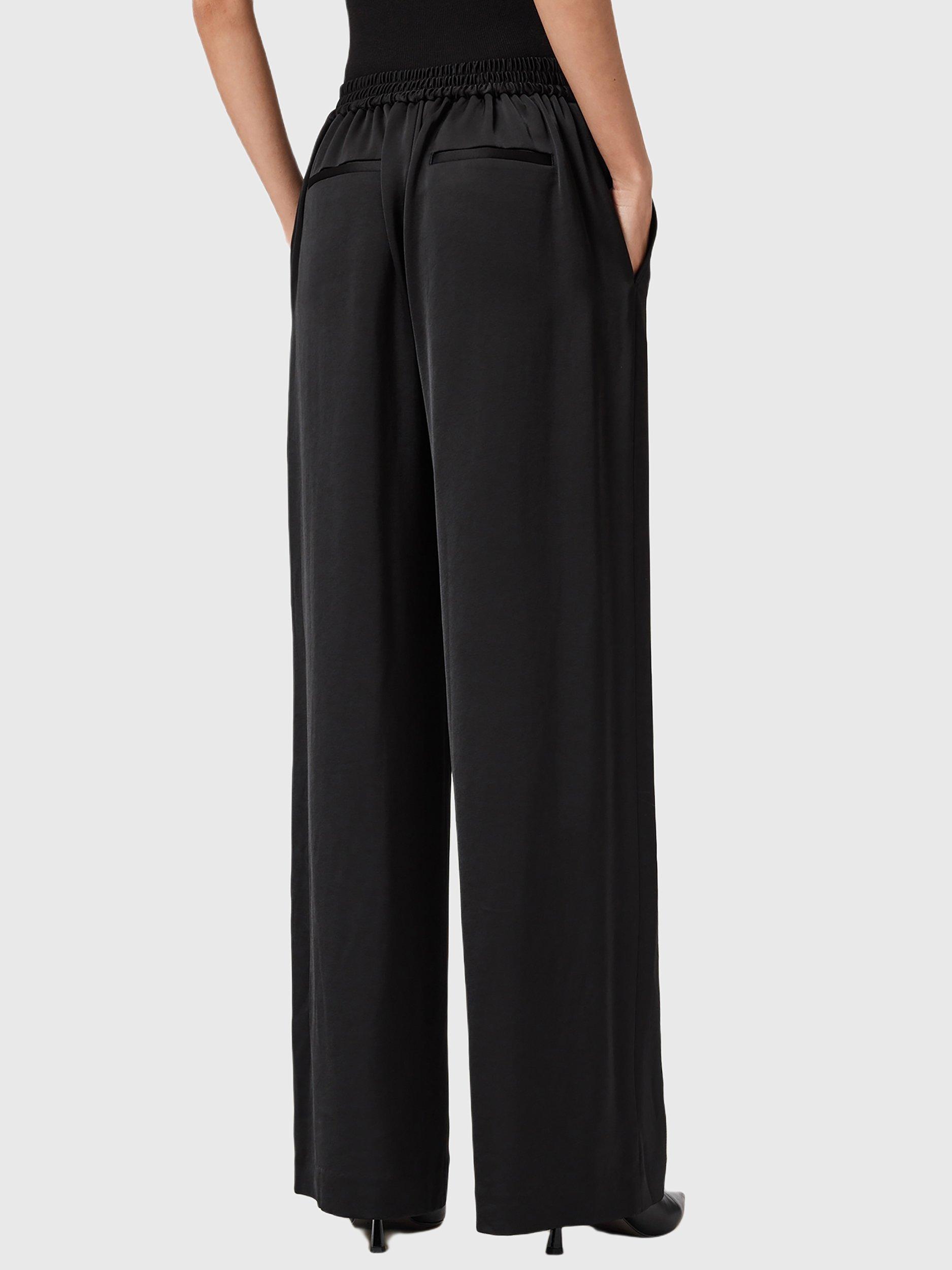 Product image 2 of 8, which shows AllSaints Theah Contrast Stitch Trousers, Black, 10