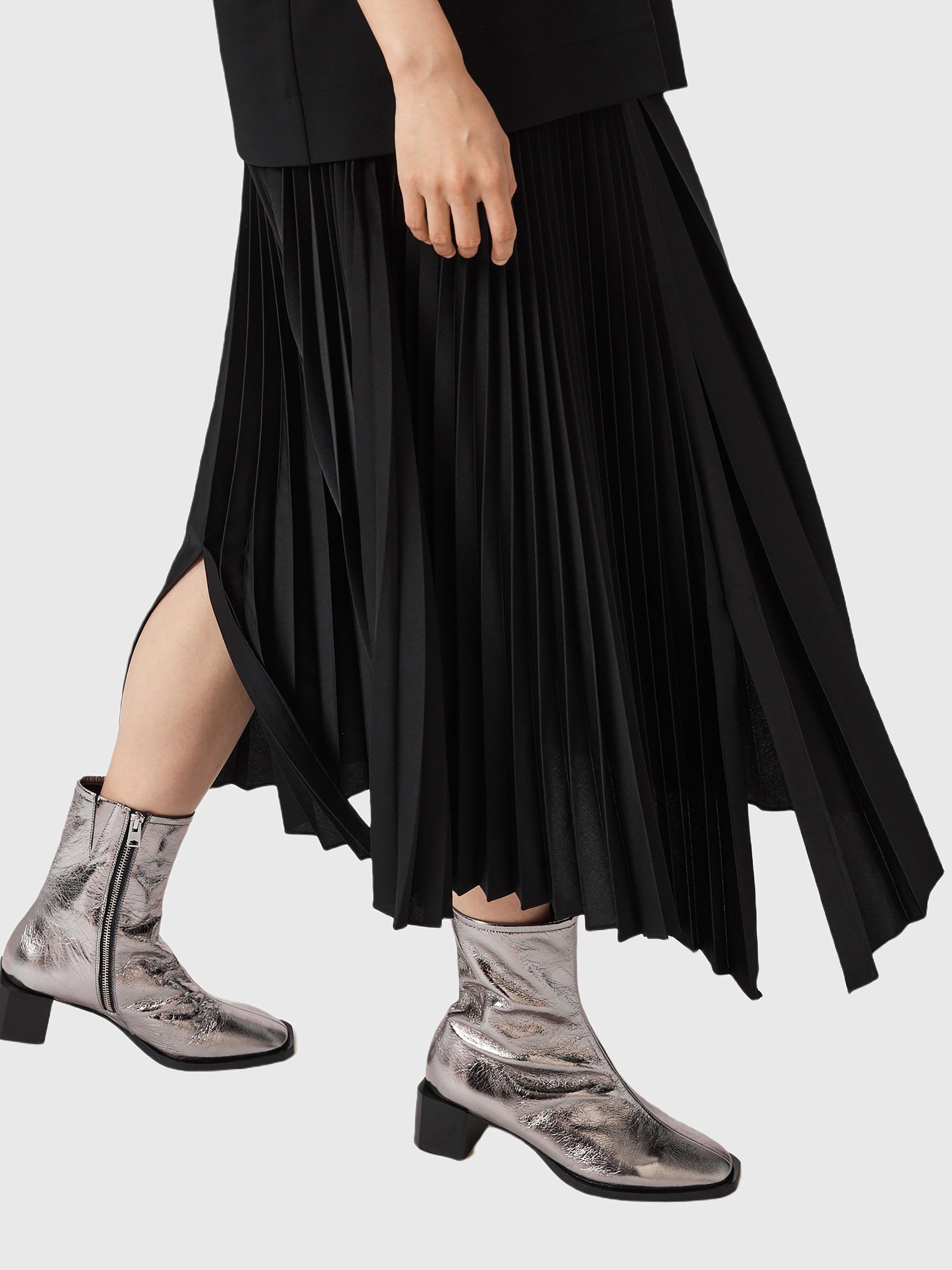 Product image 4 of 7, which shows AllSaints Avril Metallic Boots, Gunmetal Grey, EU37