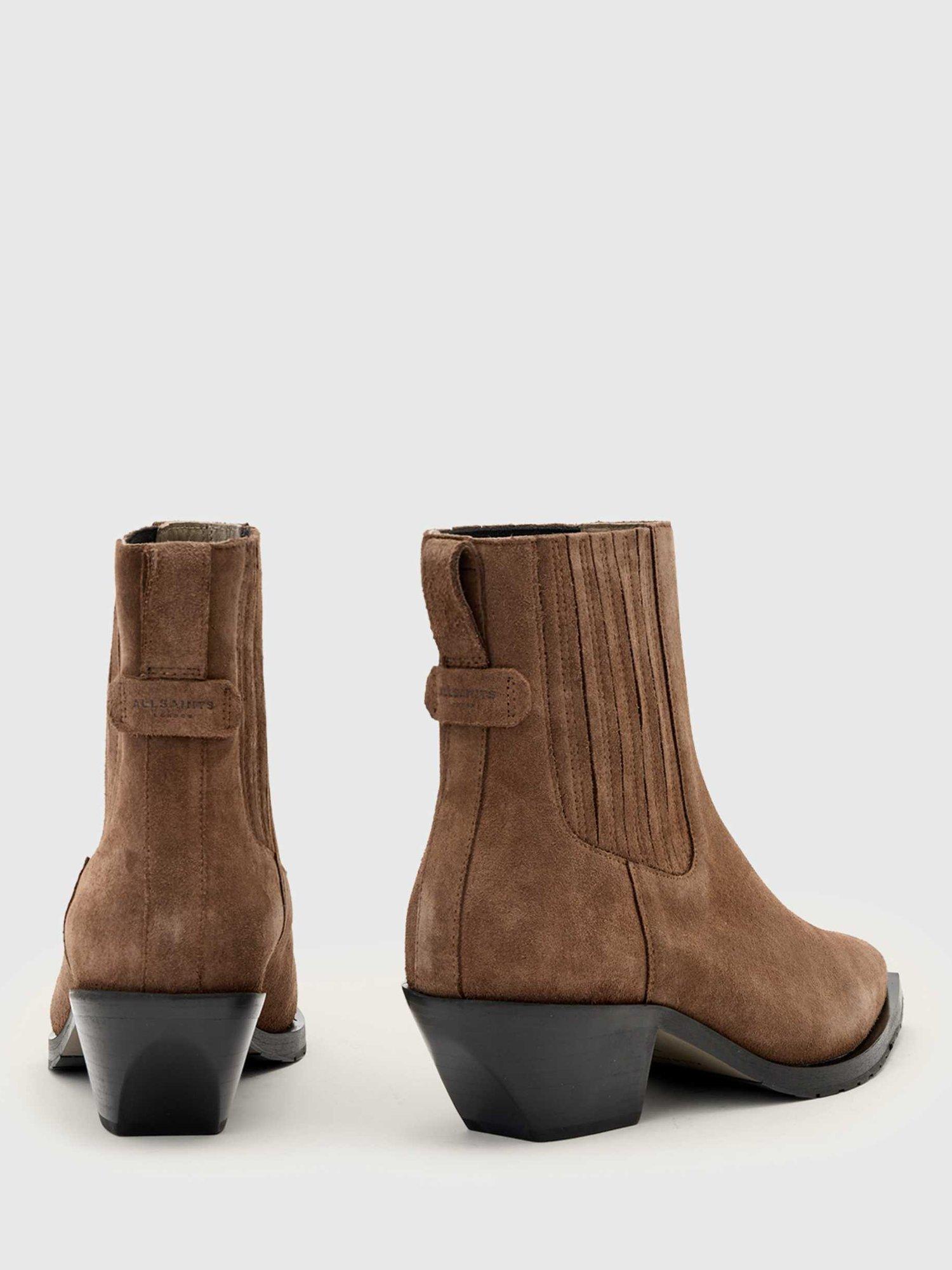 Product image 6 of 6, which shows AllSaints Marcie Suede Chelsea Boots, Brown Mid, EU38