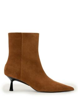 AllSaints Vivian Suede Hexagon Heeled Ankle Boots, Sepia Brown, Sepia Brown