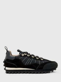 AllSaints Nevis Suede Blend Trainers, Black