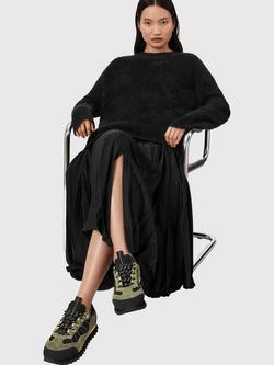 AllSaints Nevis Suede Blend Fashion Trainers - view 2, Green Khaki