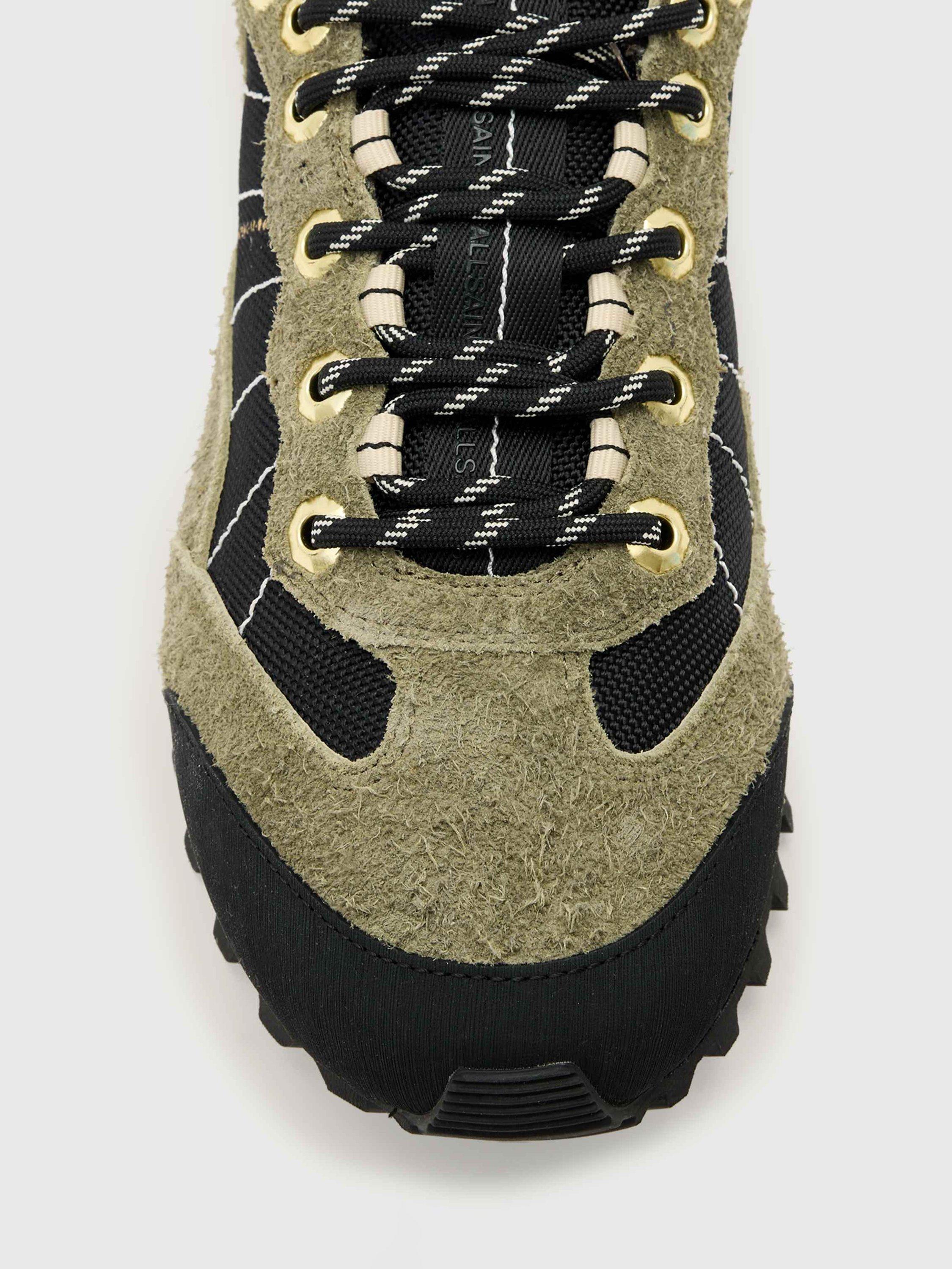 Product image 3 of 5, which shows AllSaints Nevis Suede Blend Fashion Trainers, Green Khaki, EU36