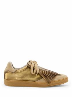 AllSaints Thelma Fringe Suede Fashion Trainers, Gold, Gold