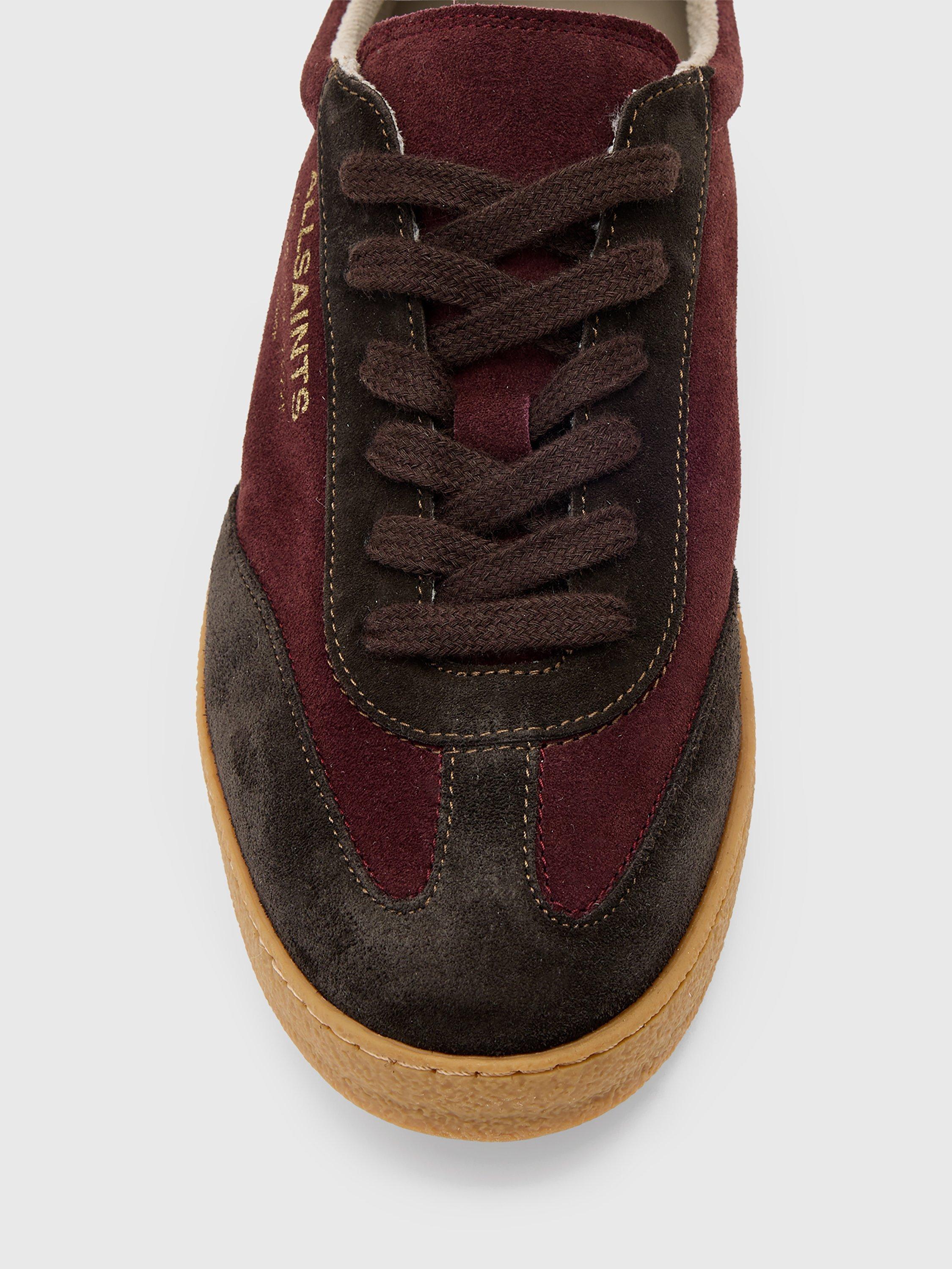 Product image 3 of 6, which shows AllSaints Thelma Suede Trainers, Titan Red/Brown, 3