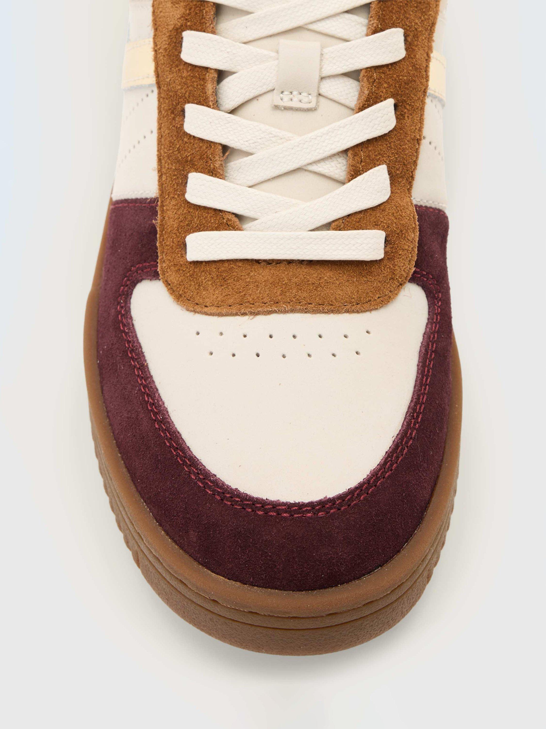 Product image 3 of 6, which shows AllSaints Vix Suede Blend Trainers, Brown/Multi, EU36