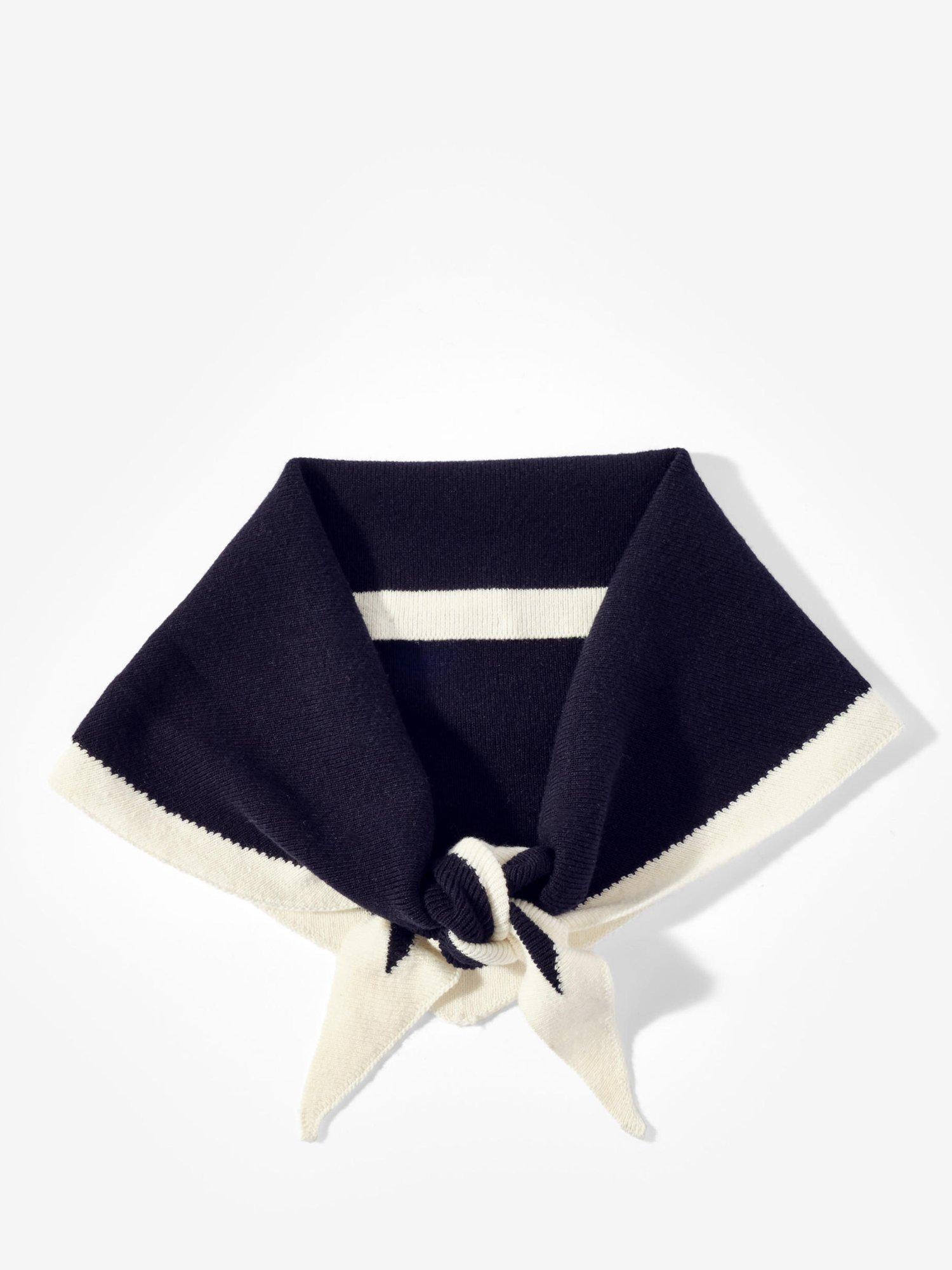 Product image 1 of 4, which shows Mint Velvet Triangle Knitted Neck Scarf, Navy