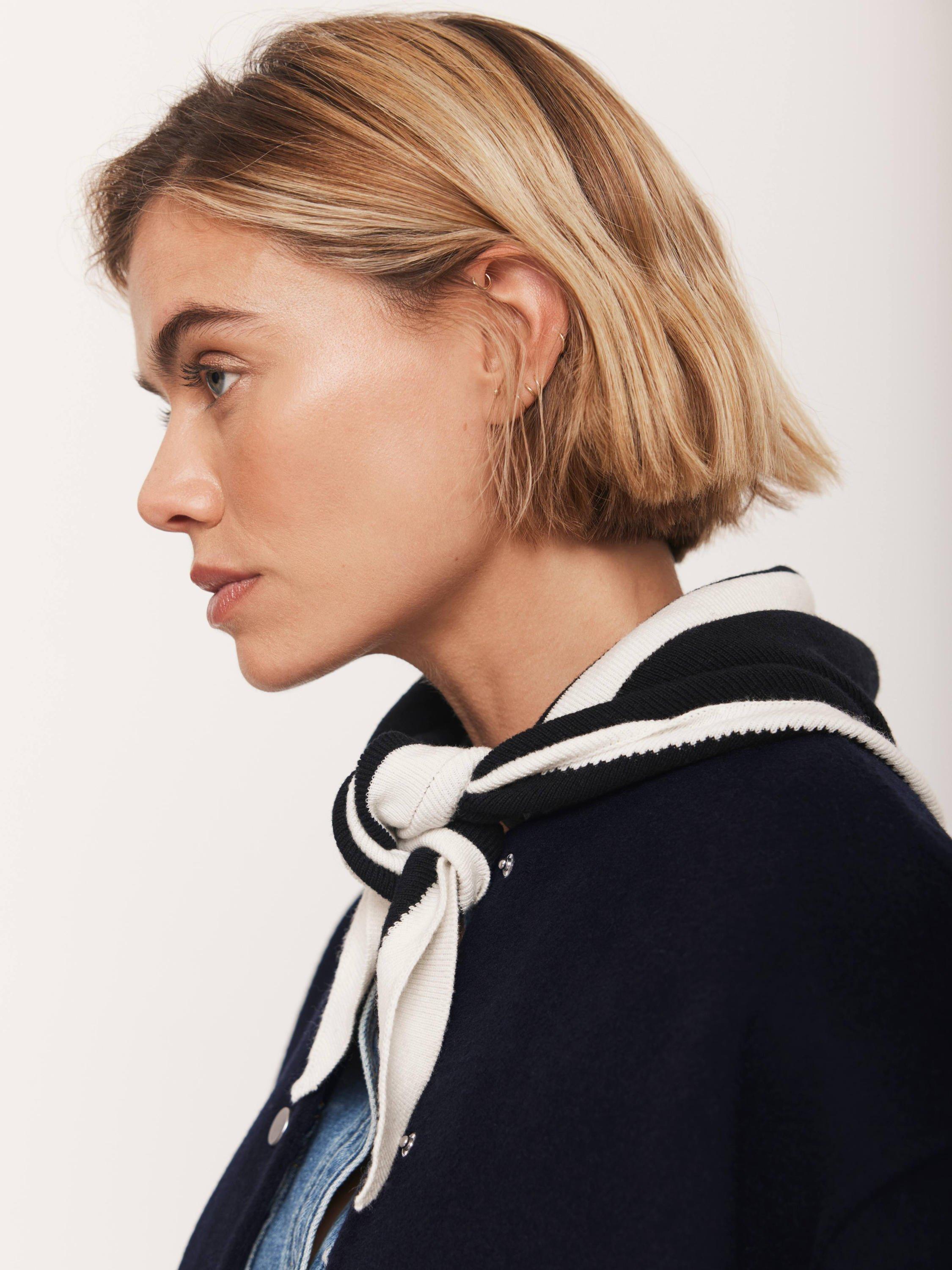 Product image 4 of 4, which shows Mint Velvet Triangle Knitted Neck Scarf, Navy