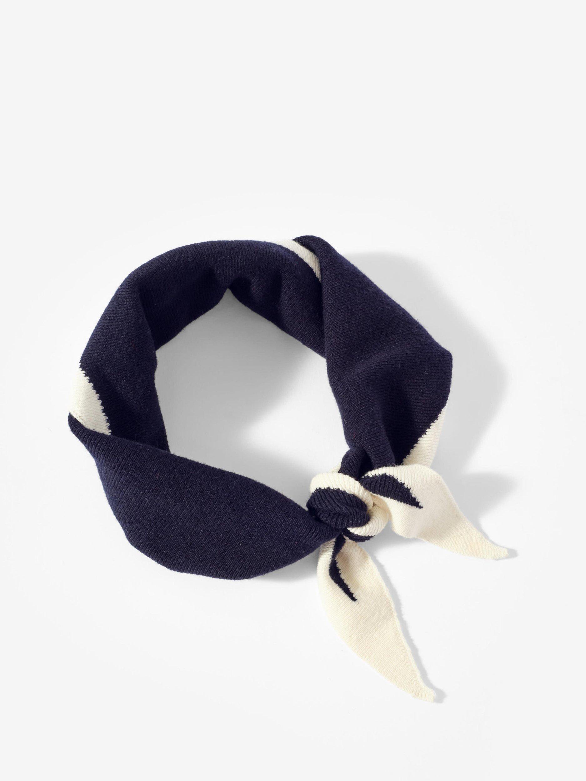 Product image 3 of 4, which shows Mint Velvet Triangle Knitted Neck Scarf, Navy