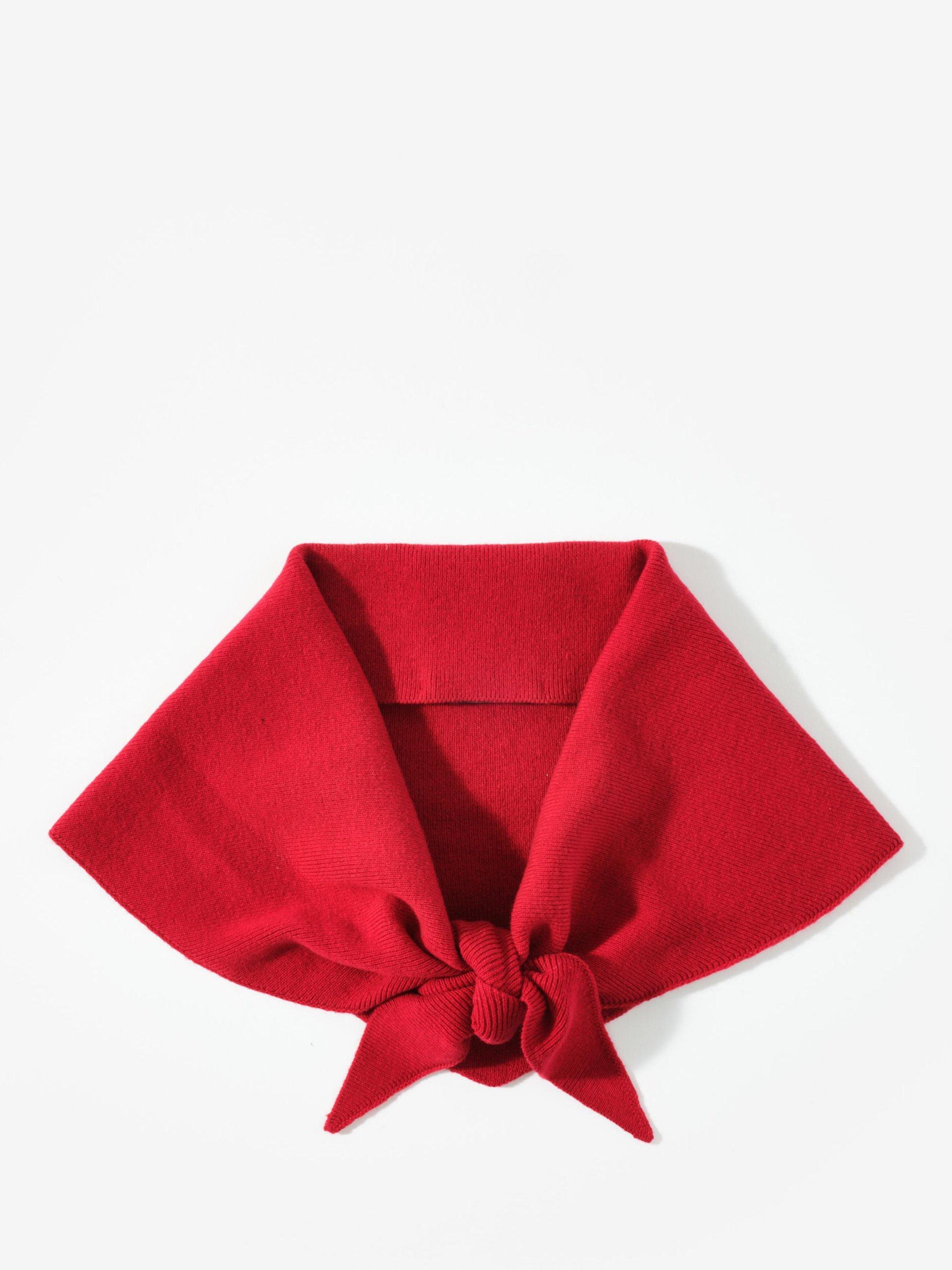 Mint Velvet Triangle Knitted Neck Scarf, Red