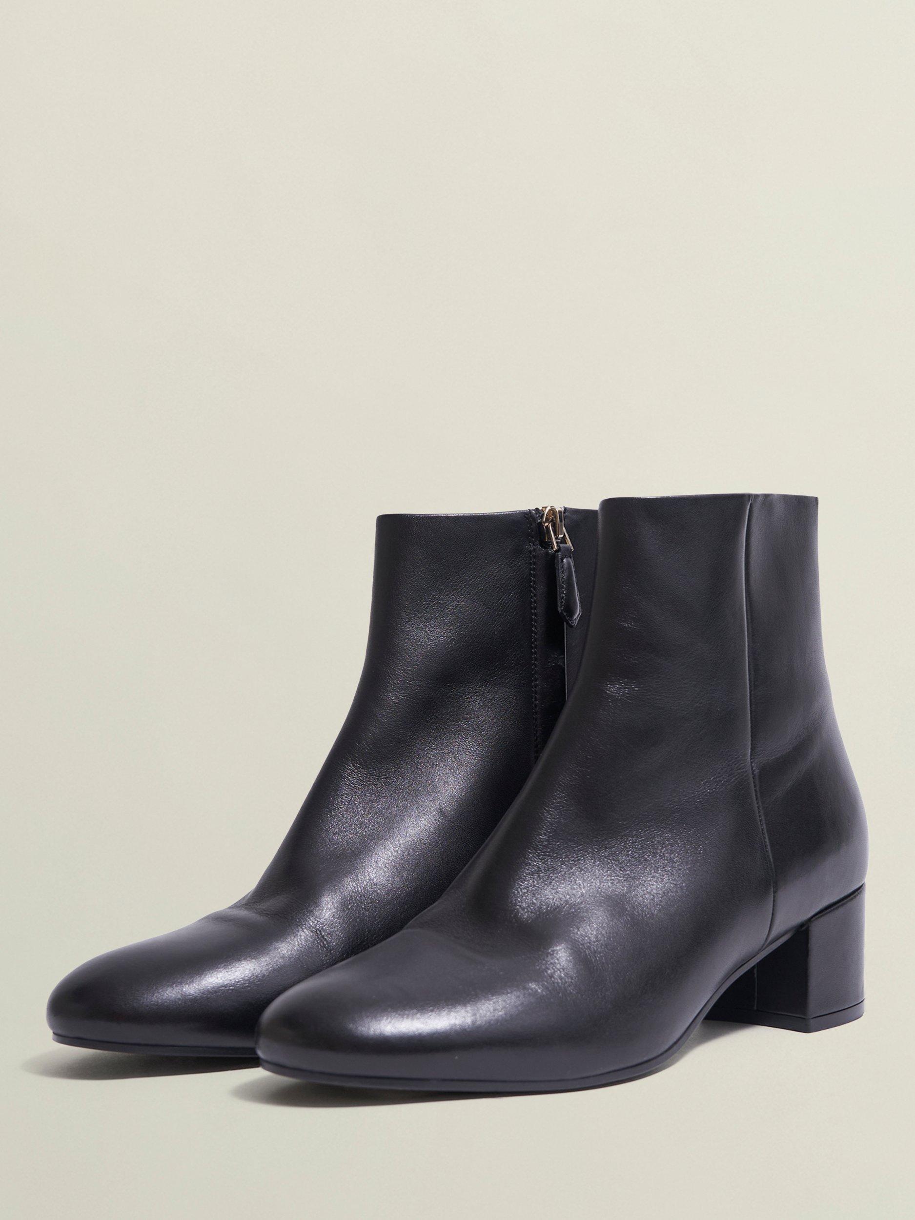 Product image 3 of 6, which shows Hobbs Evelyn Leather Ankle Boots, Black, 4