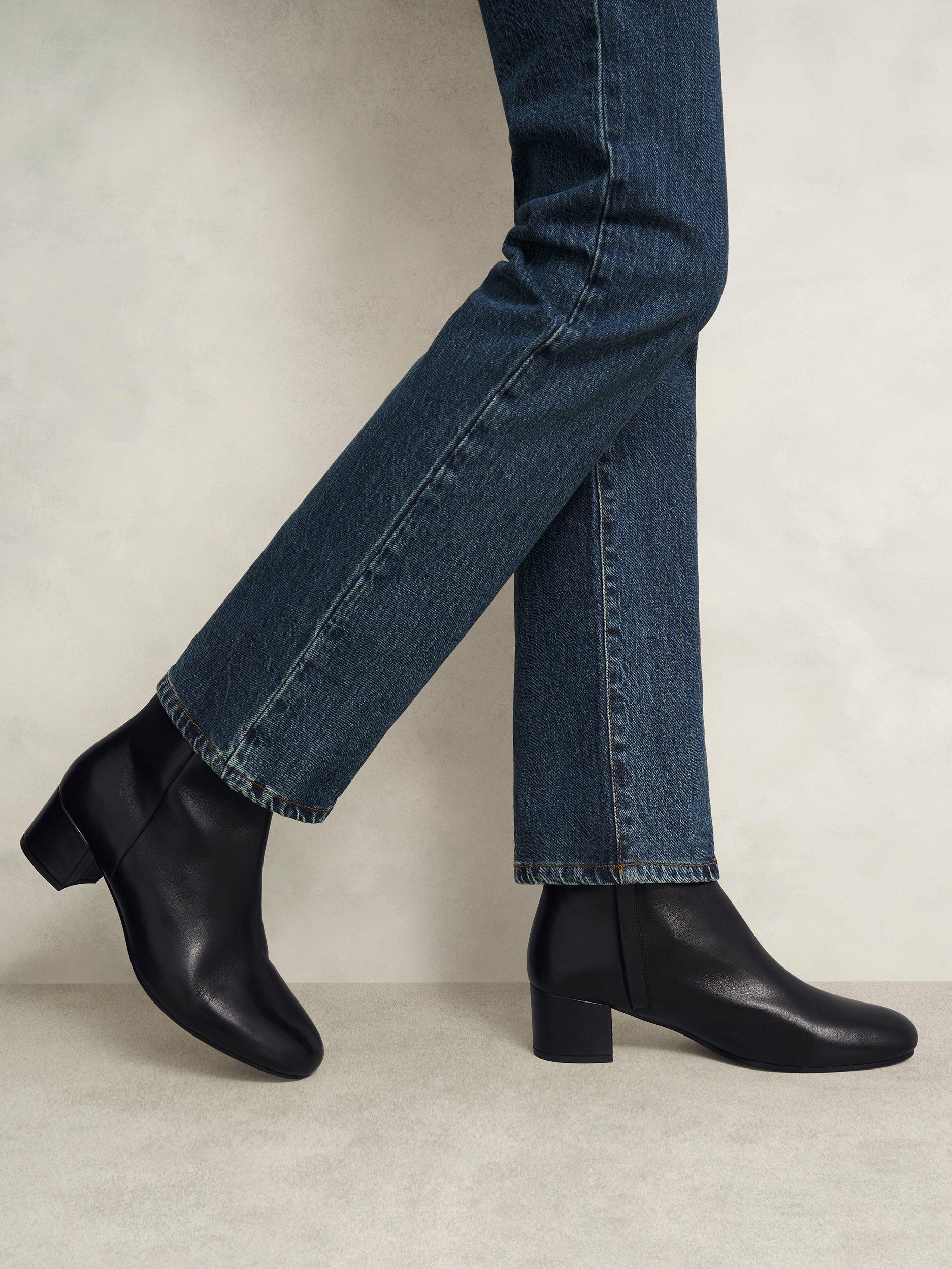 Product image 5 of 6, which shows Hobbs Evelyn Leather Ankle Boots, Black, 4