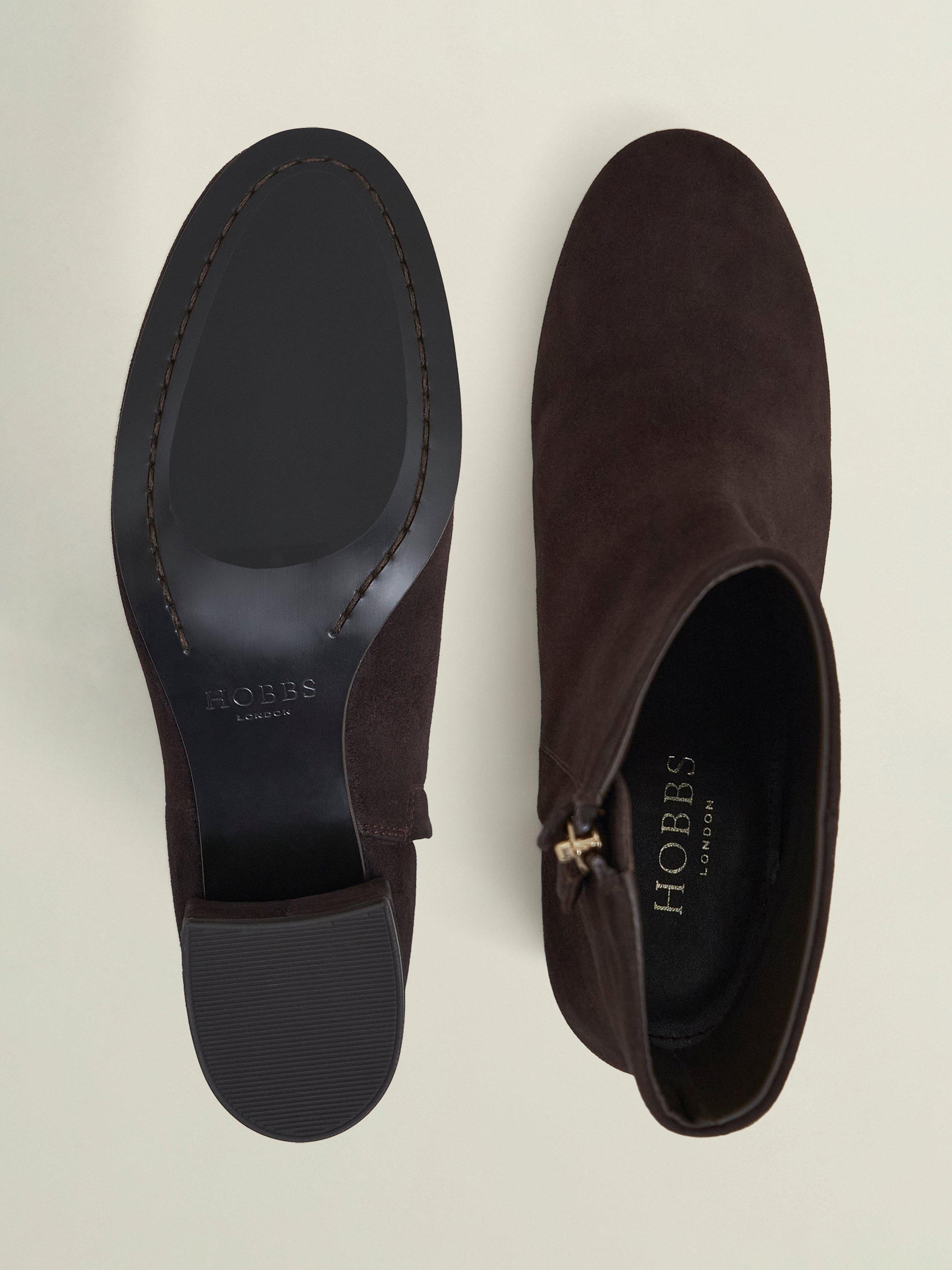 Product image 2 of 6, which shows Hobbs Evelyn Suede Ankle Boots, Chocolate Brown, 3