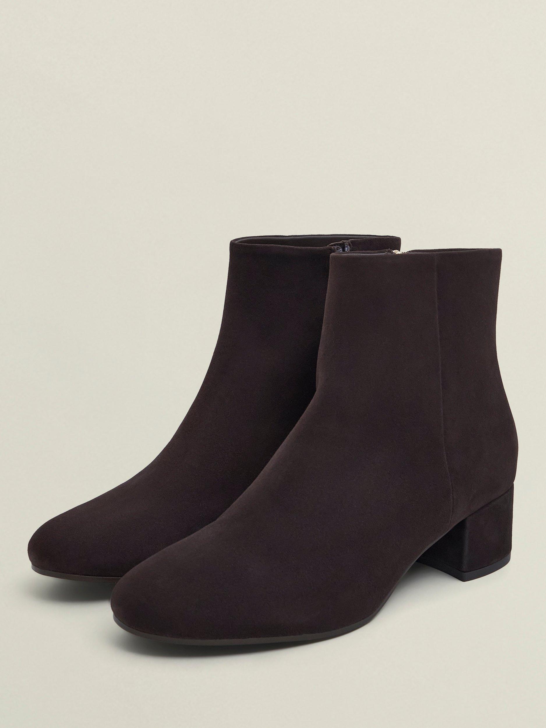 Product image 3 of 6, which shows Hobbs Evelyn Suede Ankle Boots, Chocolate Brown, 3