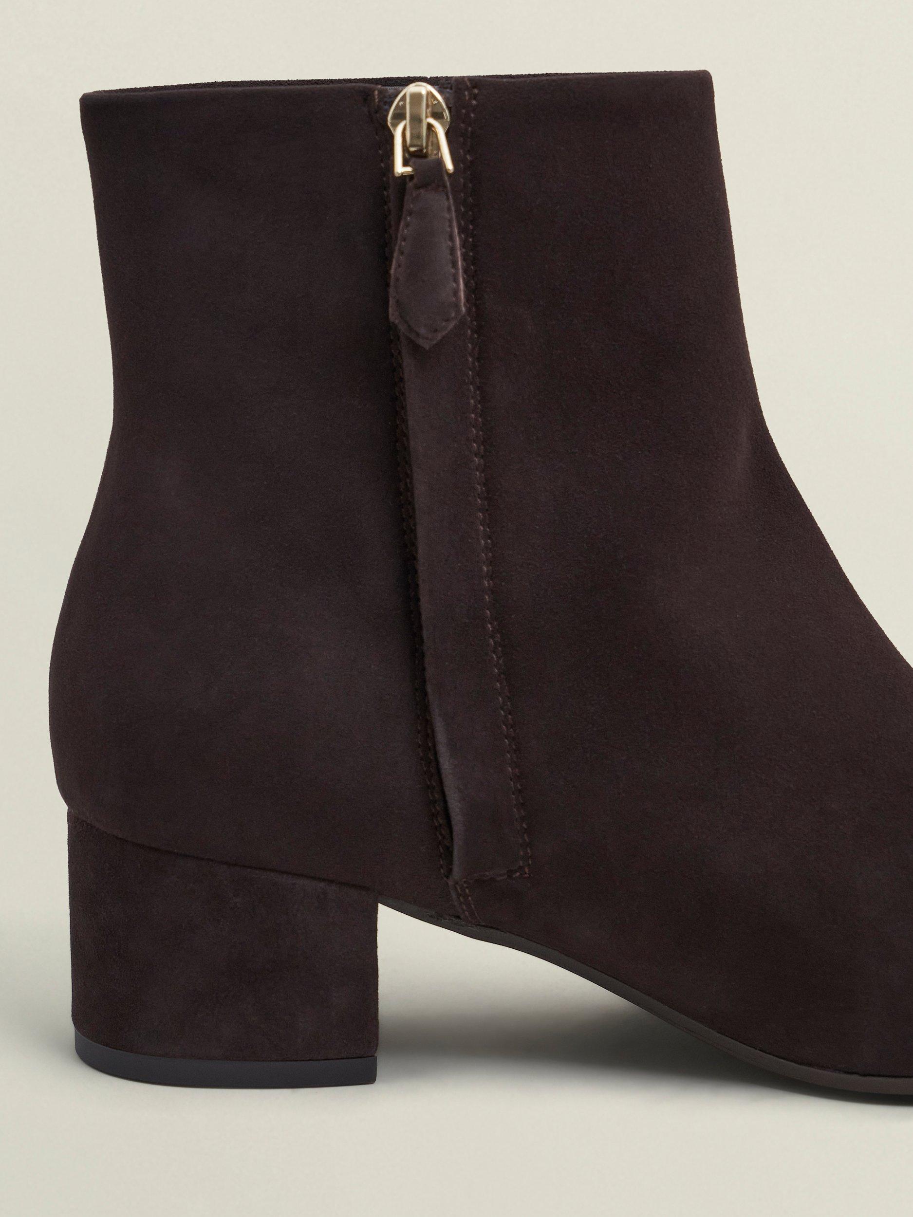 Product image 4 of 6, which shows Hobbs Evelyn Suede Ankle Boots, Chocolate Brown, 3