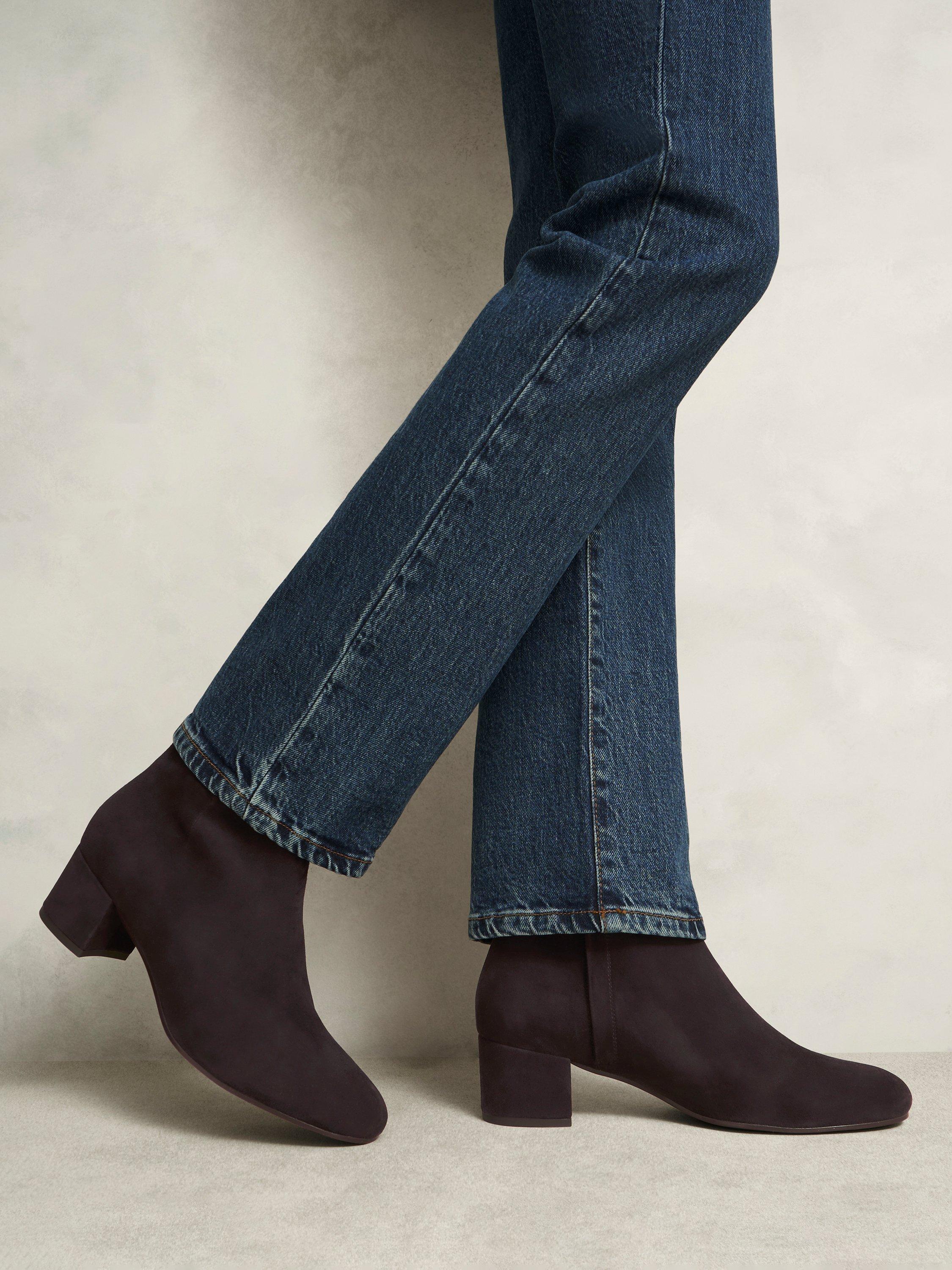 Product image 5 of 6, which shows Hobbs Evelyn Suede Ankle Boots, Chocolate Brown, 3
