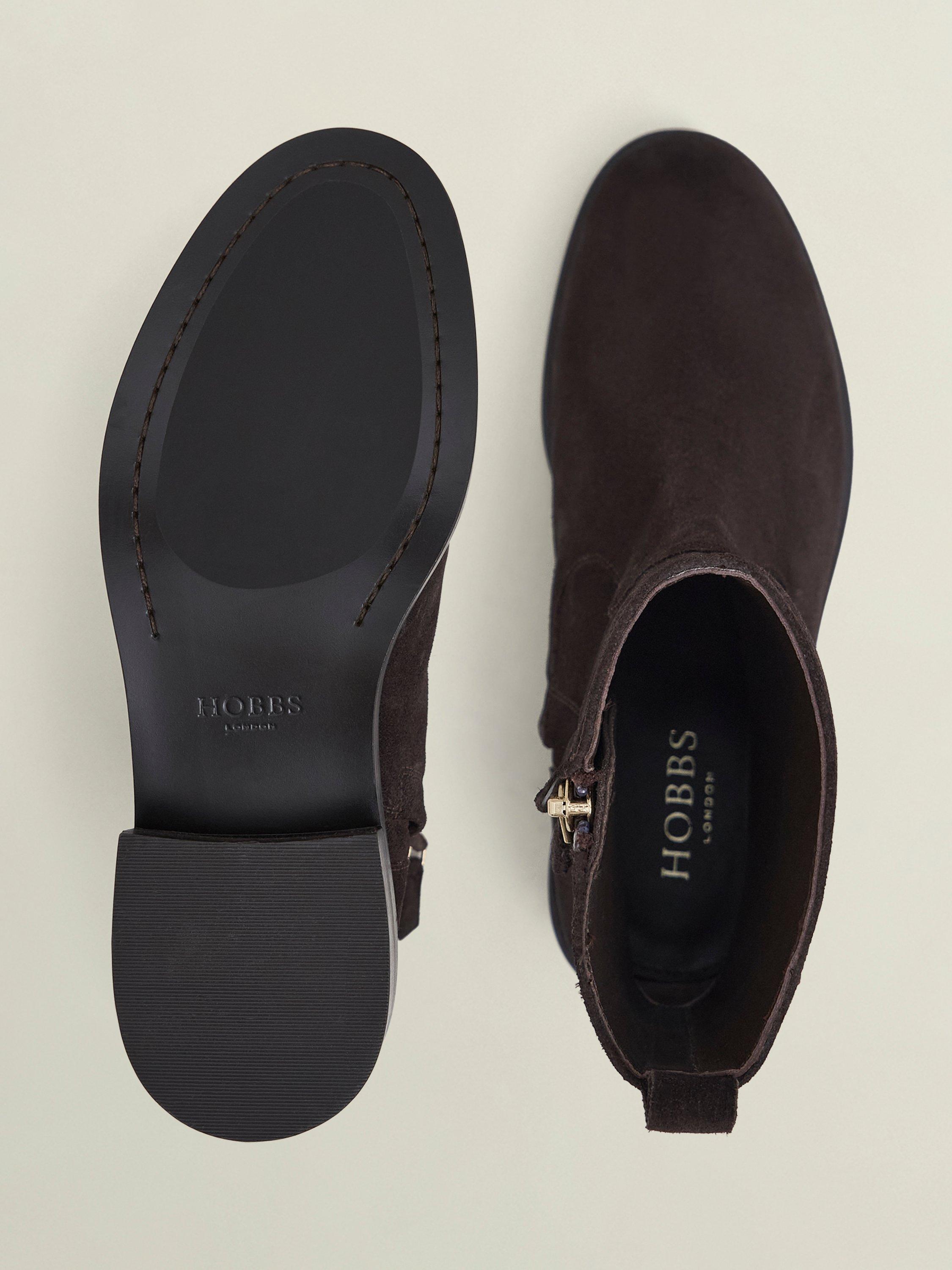 Product image 2 of 6, which shows Hobbs Georgie Suede Ankle Boots, Chocolate Brown, 5