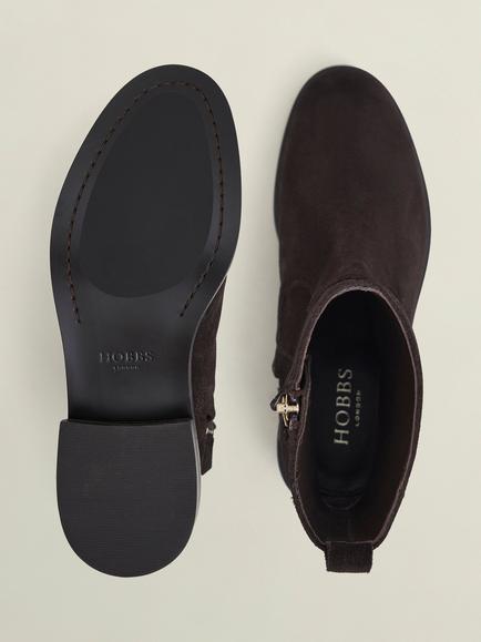 Hobbs Georgie Suede Ankle Boots, Chocolate Brown - view 2, Chocolate Brown