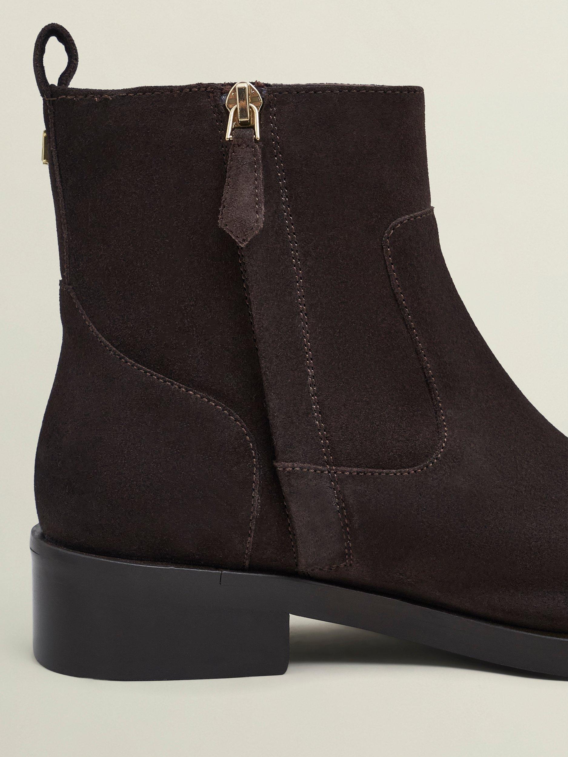 Product image 4 of 6, which shows Hobbs Georgie Suede Ankle Boots, Chocolate Brown, 5