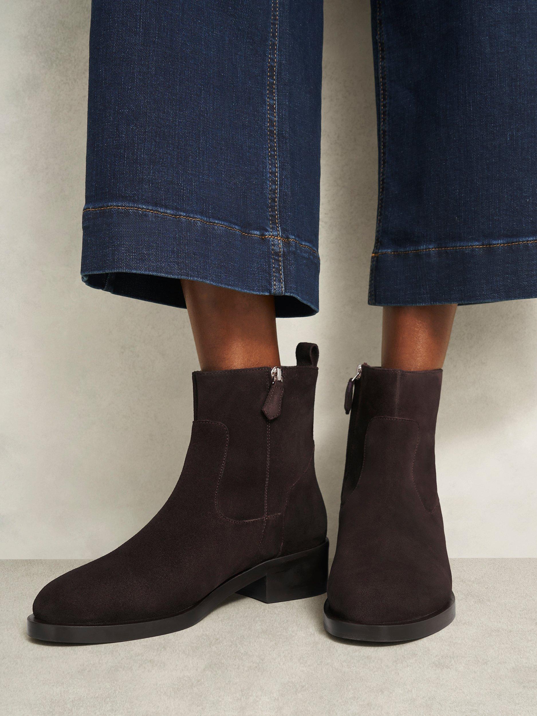 Product image 5 of 6, which shows Hobbs Georgie Suede Ankle Boots, Chocolate Brown, 5