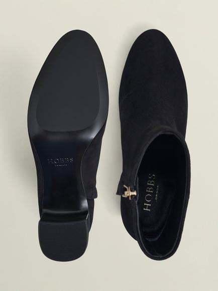 Hobbs Rochelle Suede Heeled Ankle Boots, Black - view 2, Black