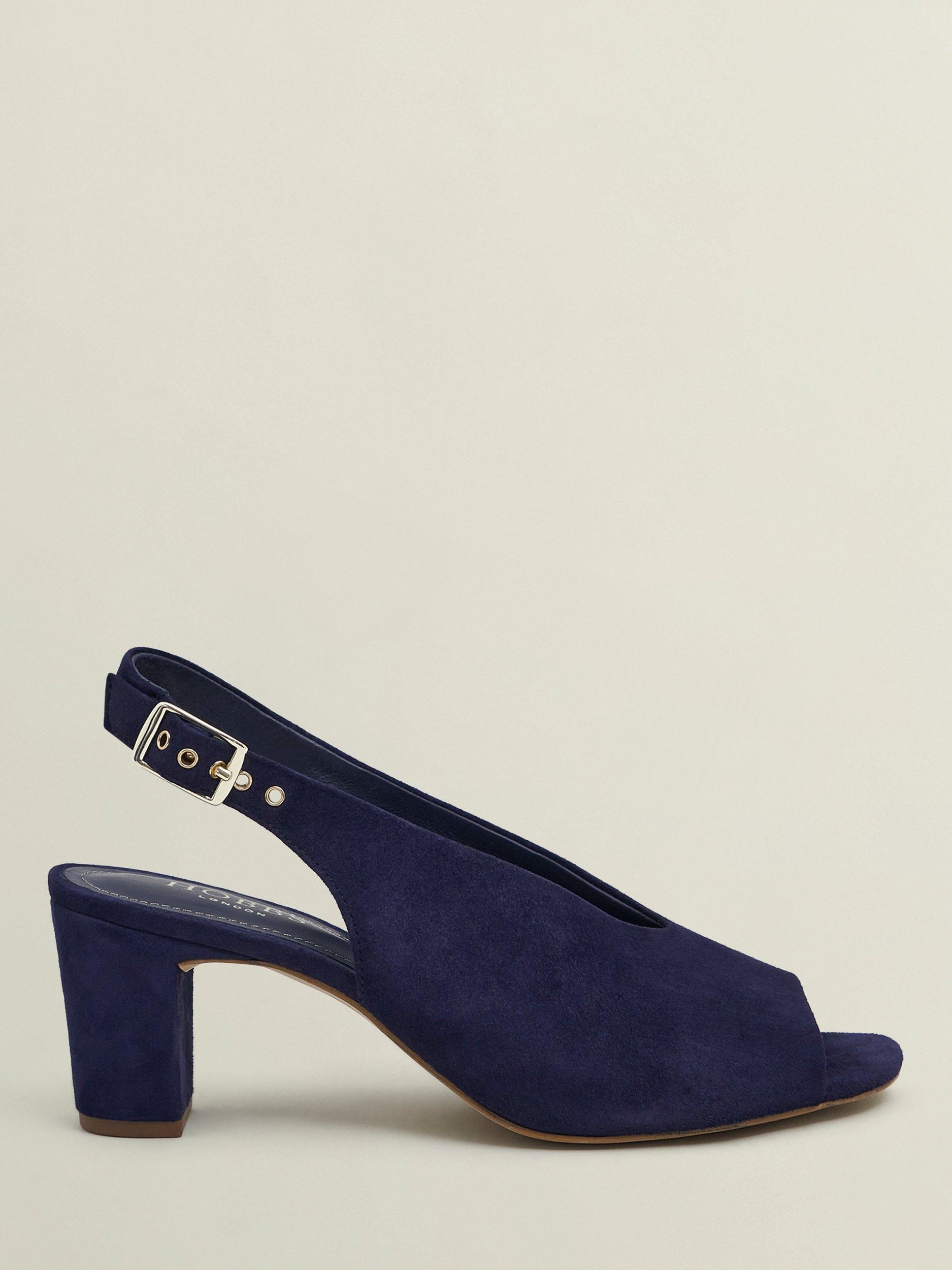 Product image 1 of 6, which shows Hobbs Kali Suede Slingback Sandals, Midnight Navy, 3