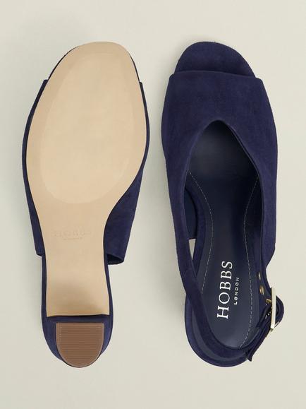 Hobbs Kali Suede Slingback Sandals, Midnight Navy - view 2, Midnight Navy