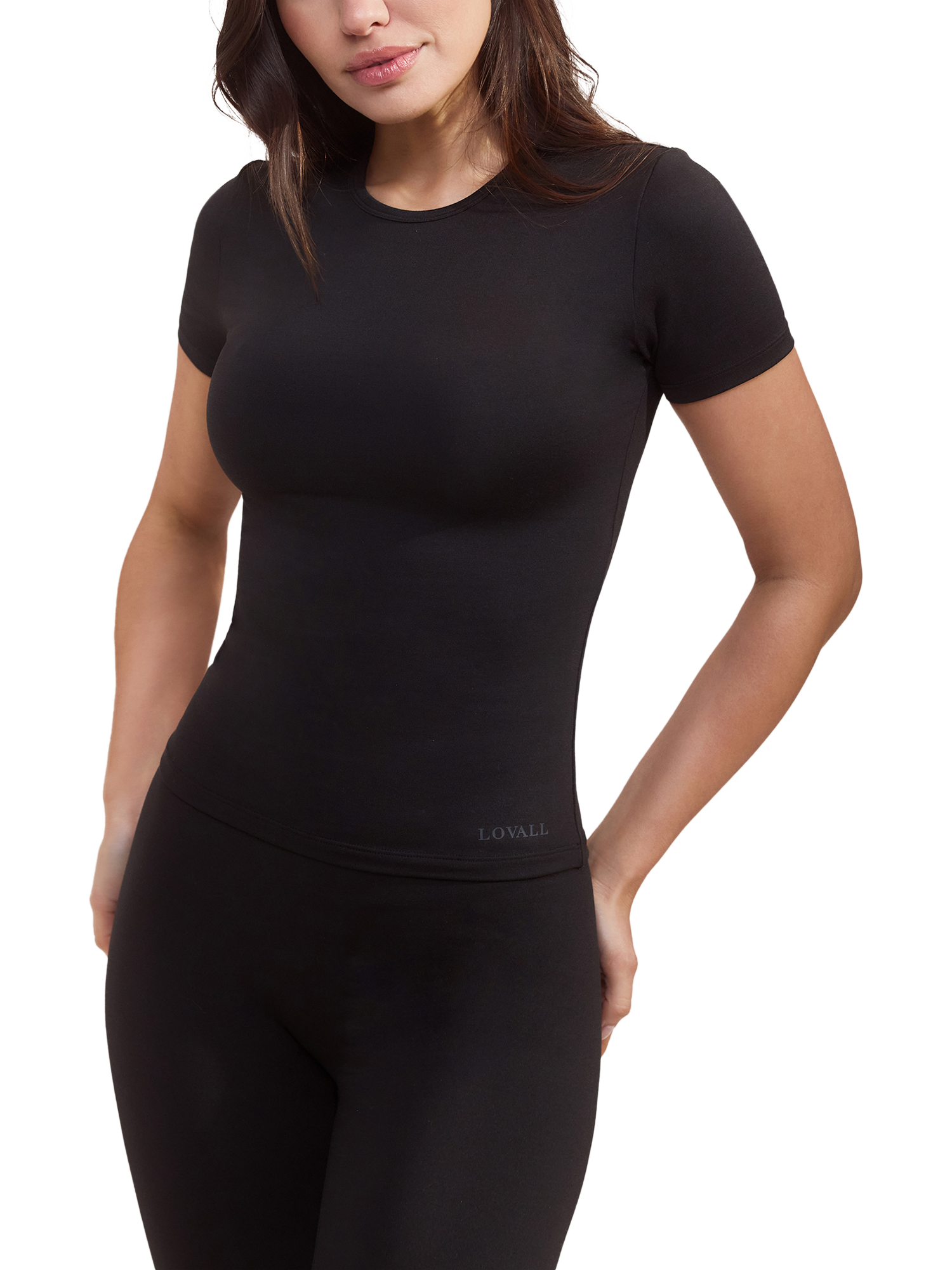 Product image 1 of 6, which shows Lovall Ultimate Short Sleeve Everyday T-Shirt, Black, 6