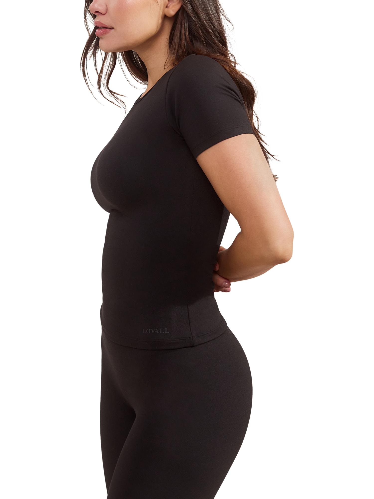 Product image 3 of 6, which shows Lovall Ultimate Short Sleeve Everyday T-Shirt, Black, 6