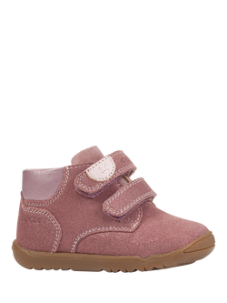 Geox Kids' Macchia Suede Trainers, Rose Smoke, Rose Smoke