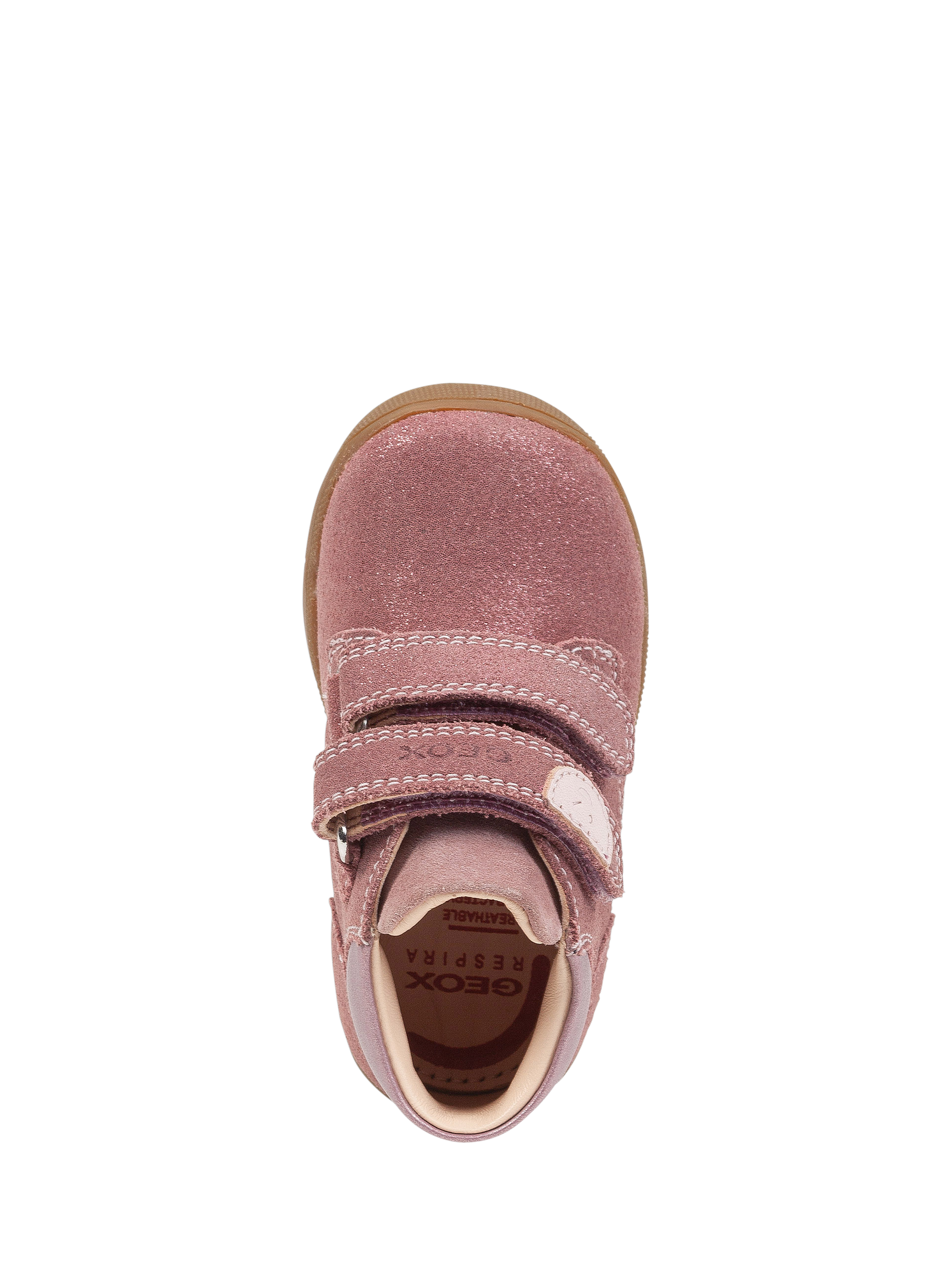 Product image 6 of 9, which shows Geox Kids' Macchia Suede Trainers, Rose Smoke, EU18