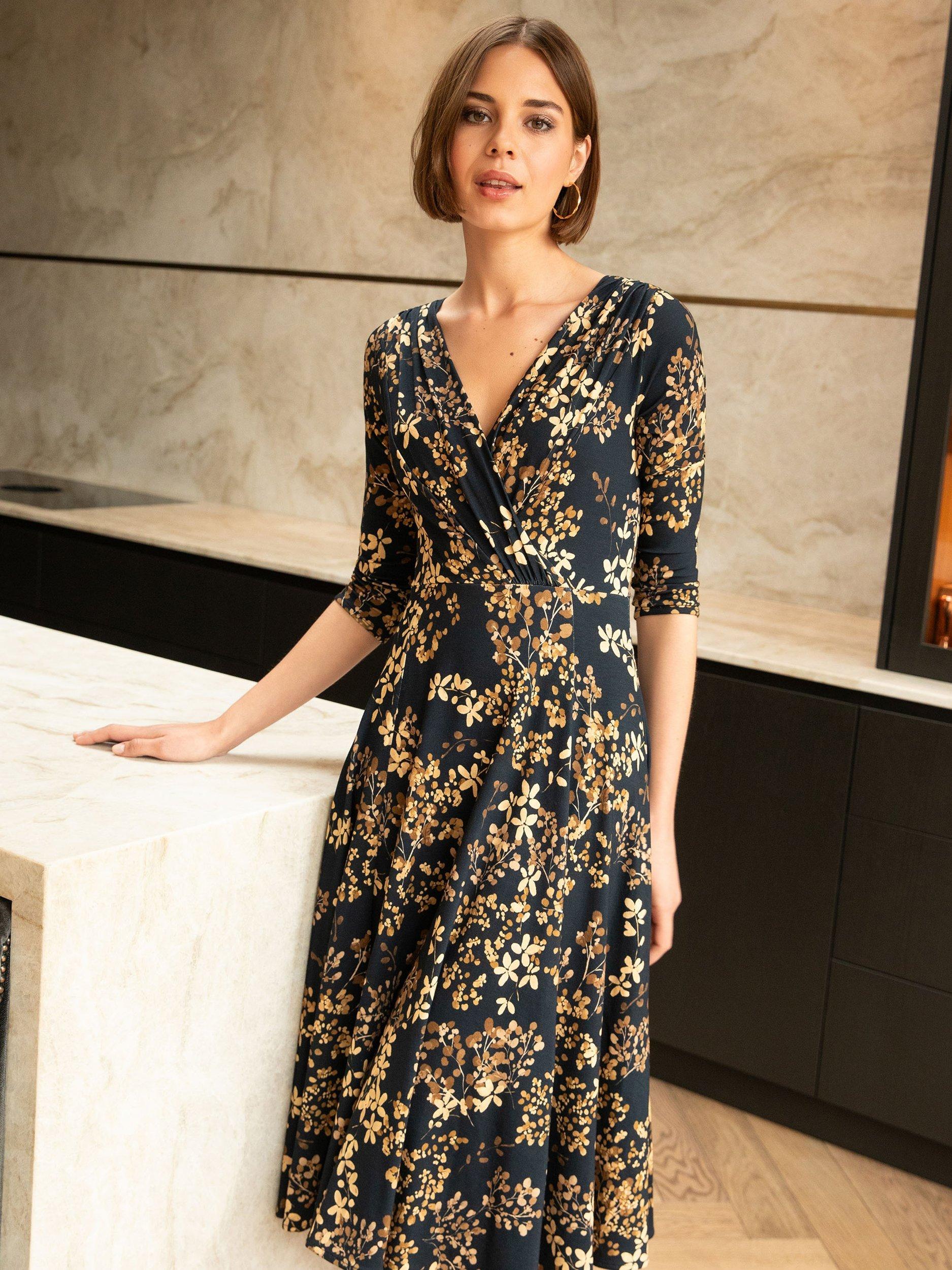 Product image 2 of 8, which shows Alie Street Annie Floral Jersey Dress, Golden Blossom, 6-8