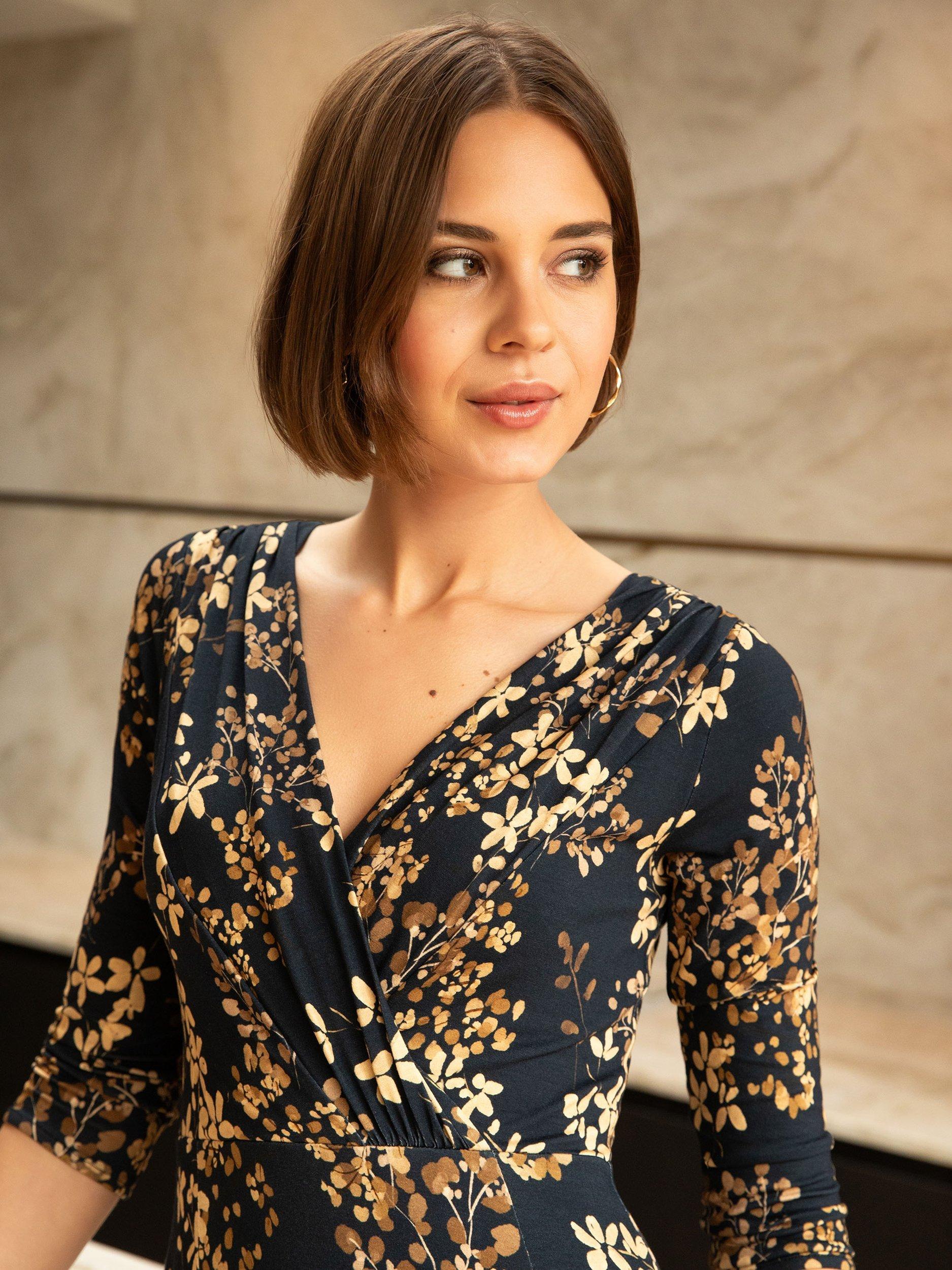 Product image 7 of 8, which shows Alie Street Annie Floral Jersey Dress, Golden Blossom, 6-8