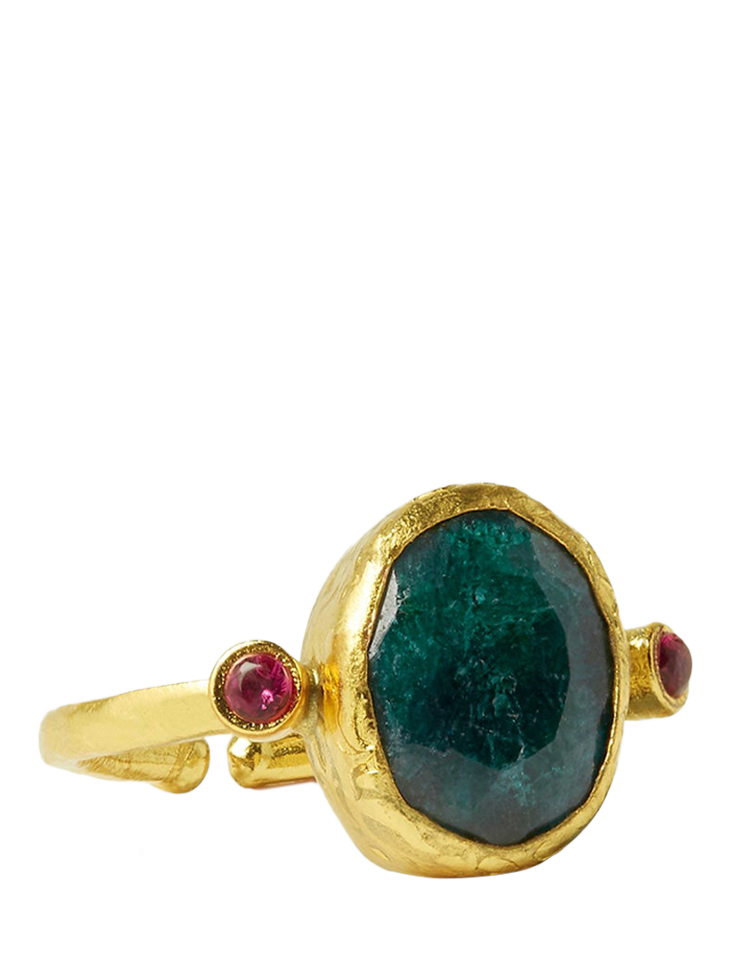 Product image 1 of 5, which shows Ottoman Hands Lucia Semi Precious Emerald Ring, Gold, One Size