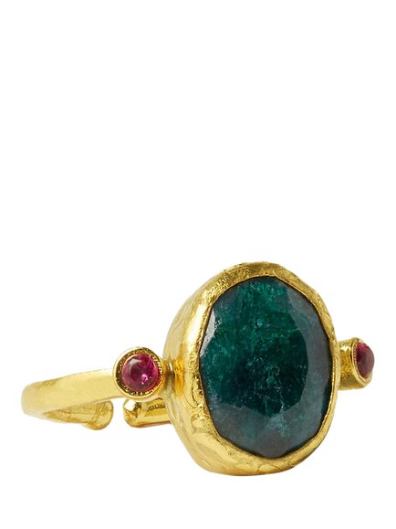Ottoman Hands Lucia Semi Precious Emerald Ring, Gold, Gold
