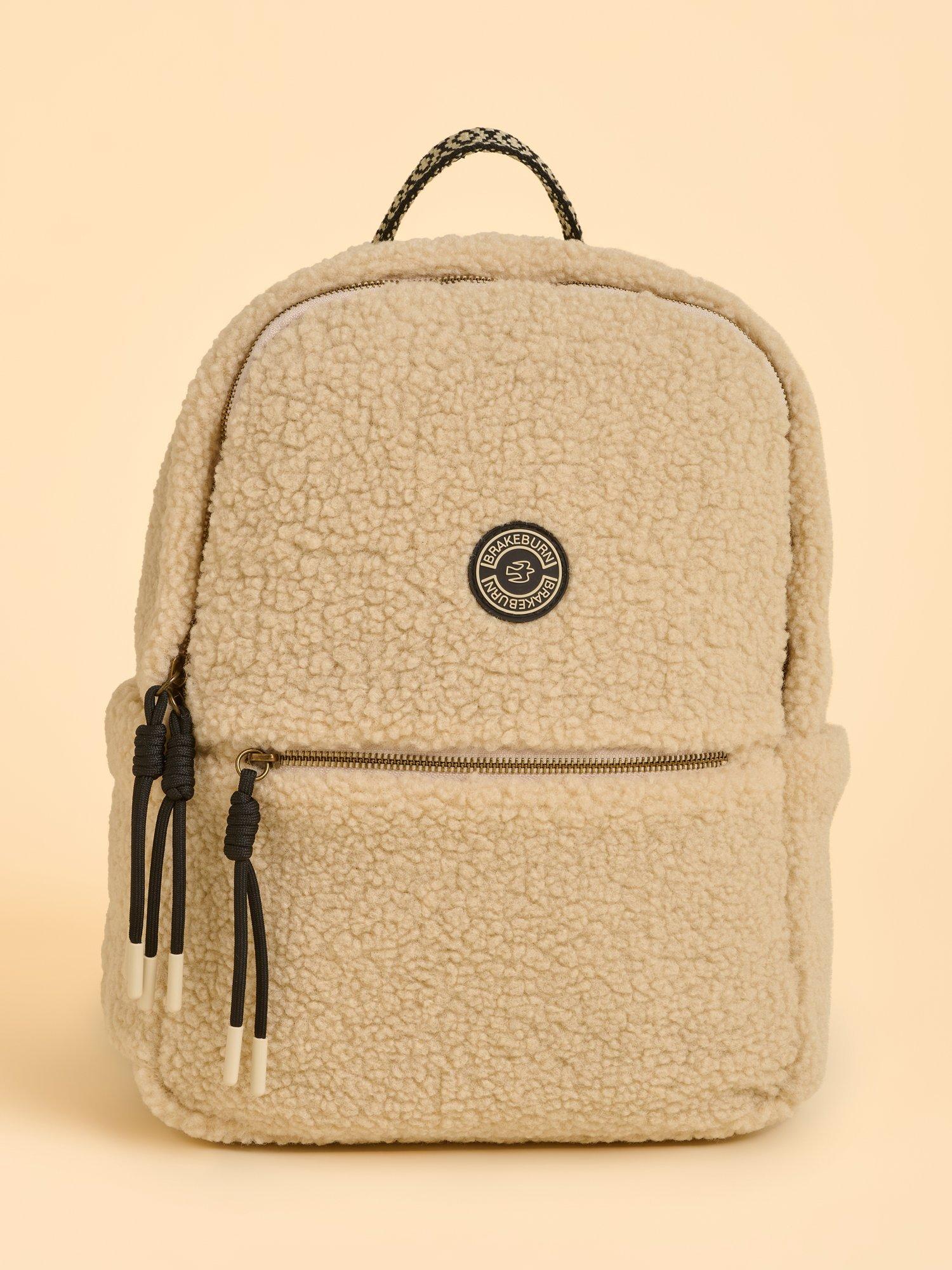 Product image 1 of 4, which shows Brakeburn Ope Teddy Fleece Backpack, Cream