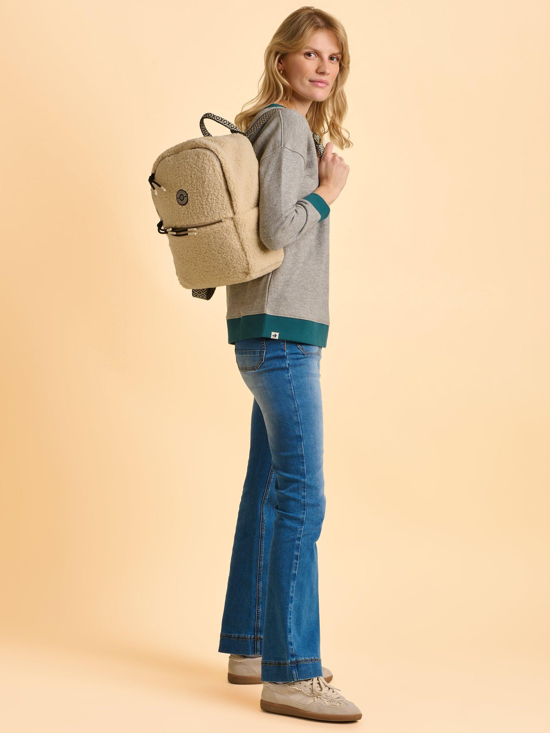 Product image 4 of 4, which shows Brakeburn Ope Teddy Fleece Backpack, Cream